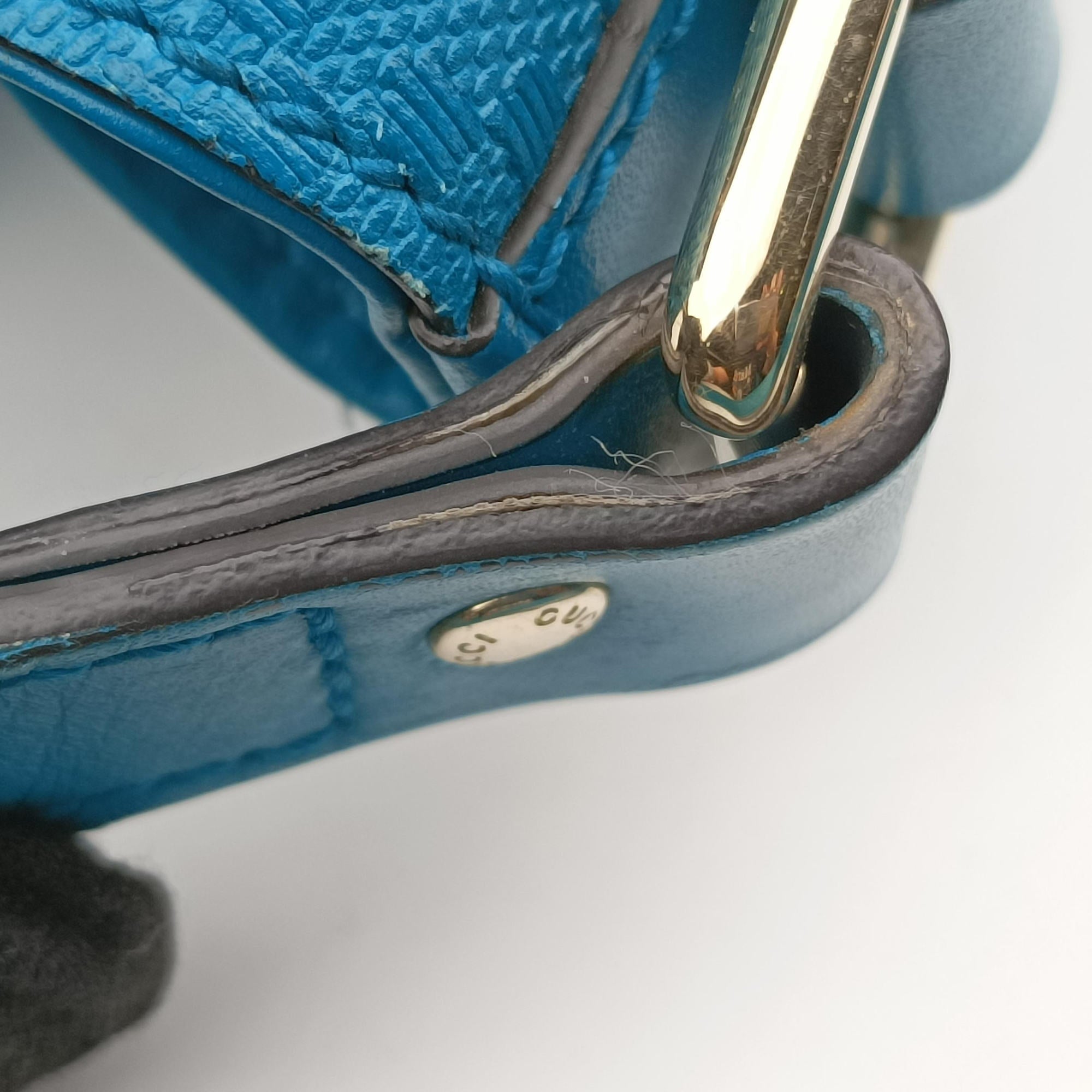 Bright Diamante Bucket Blue Leather 354229 I016928114ブライトディアマンテ バケット ブルー レザー 354229 I016928114