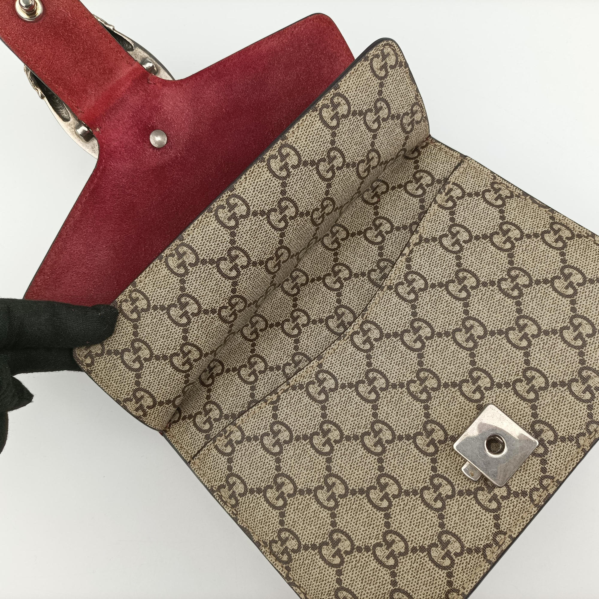 Dionysus beige×red×Multicolour PVC coated canvas × suede 421970 H020531982ディオニュソス ベージュ×レッド×マルチカラー PVCコーティングキャンバス × スエード 421970 H020531982