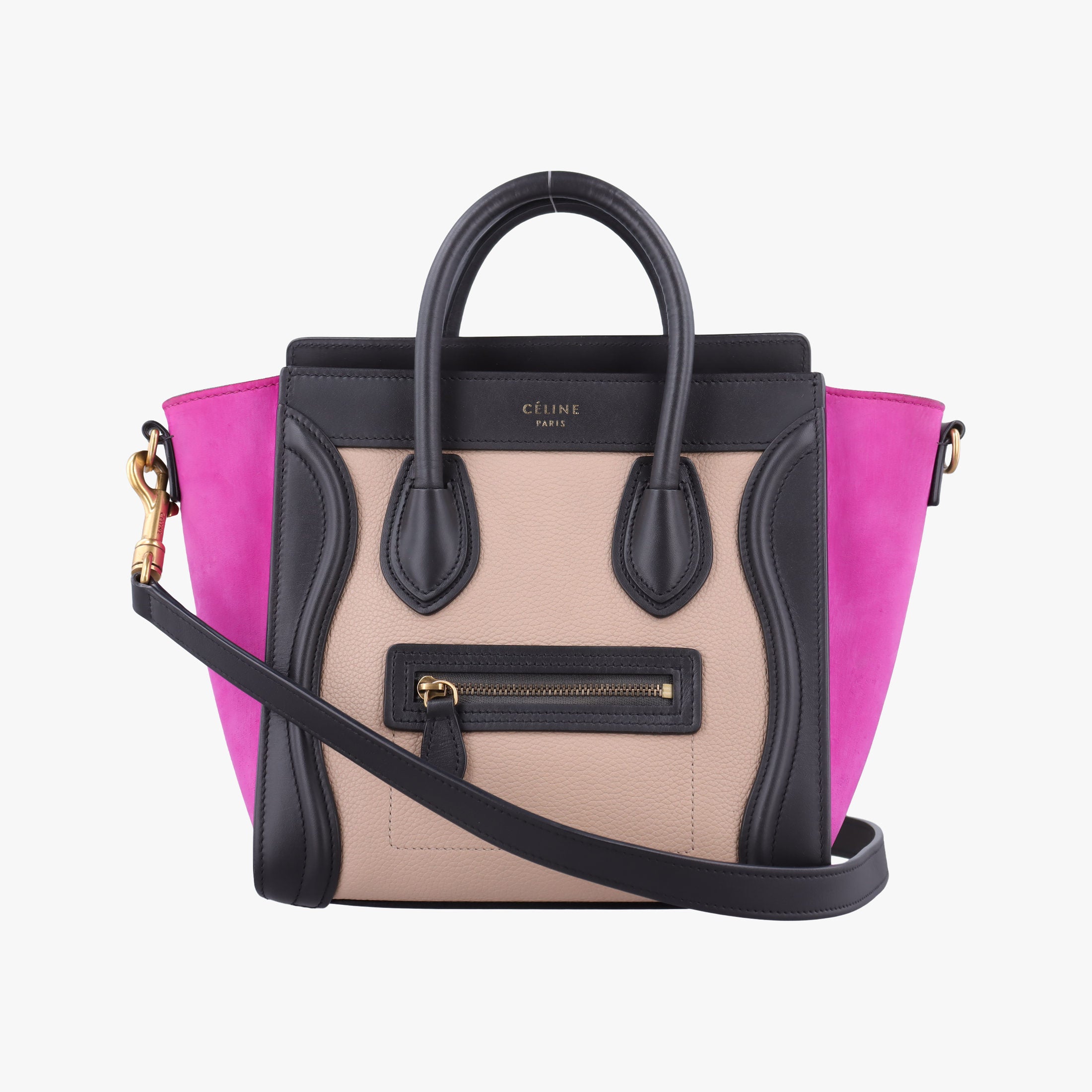 luggage nano shopper Beige x Black x Purple leather x Suede S-AT-2186 S-CU-4106ラゲージナノショッパー ベージュ xブラック x パープル レザー x スエード S-AT-2186 S-CU-4106