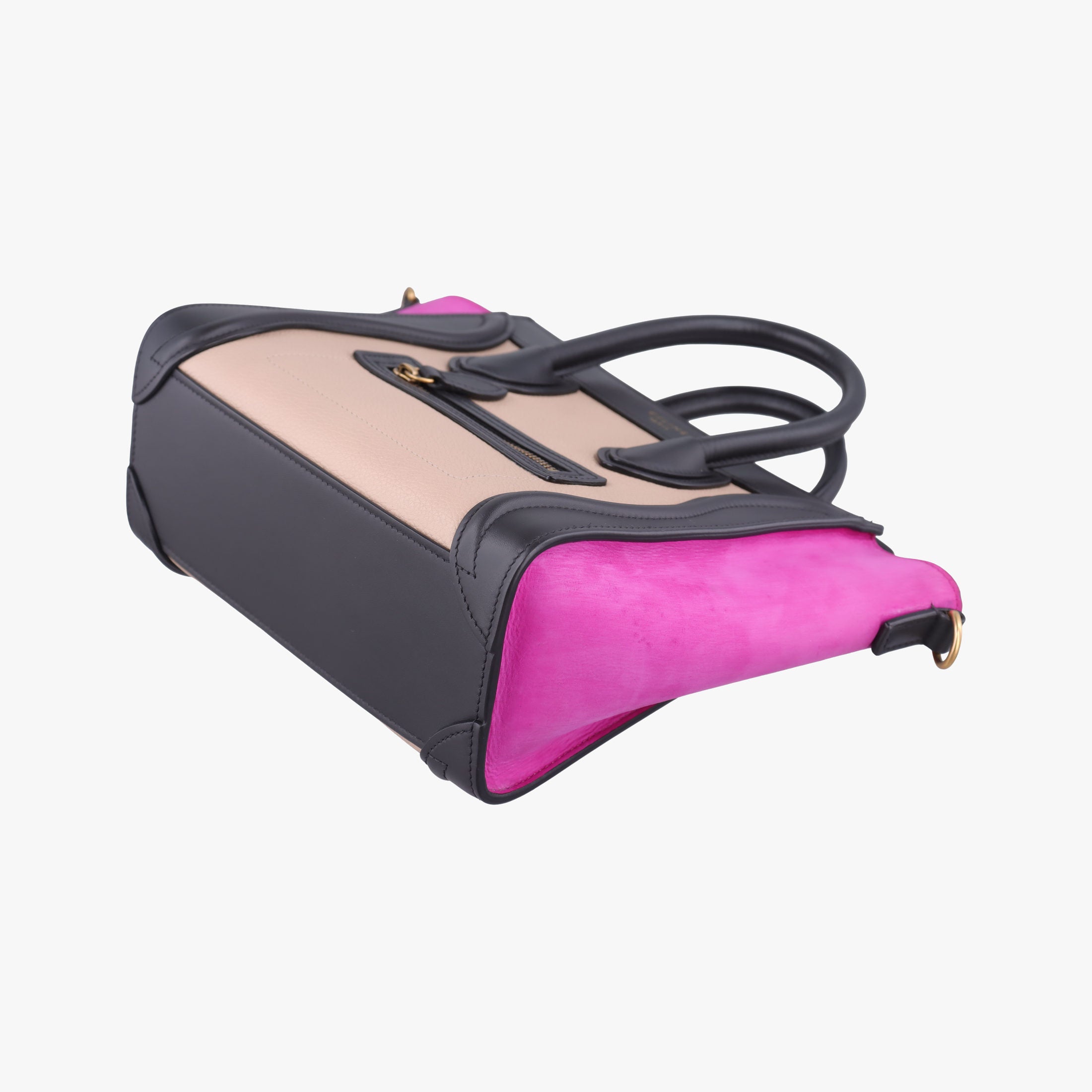 luggage nano shopper Beige x Black x Purple leather x Suede S-AT-2186 S-CU-4106ラゲージナノショッパー ベージュ xブラック x パープル レザー x スエード S-AT-2186 S-CU-4106
