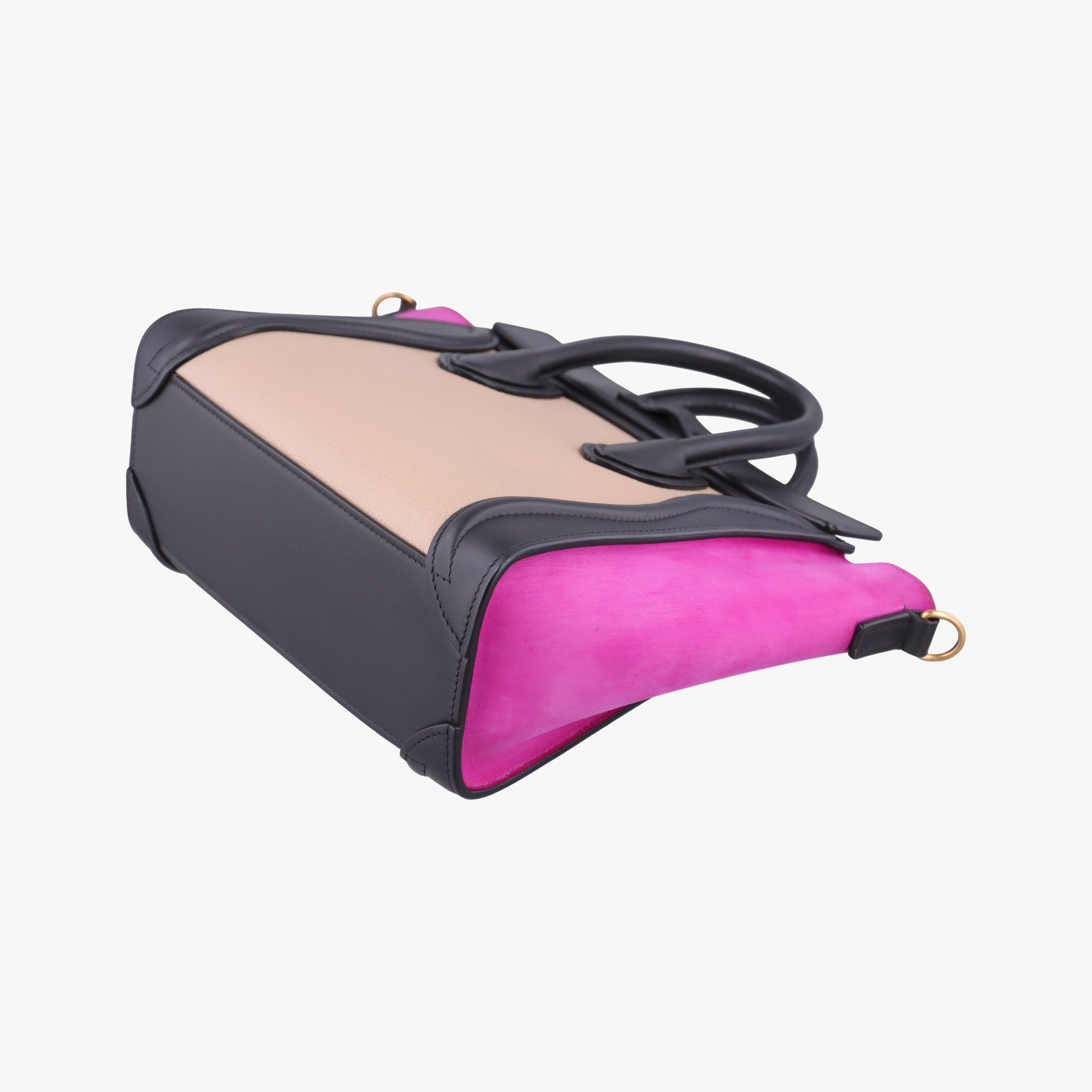 luggage nano shopper Beige x Black x Purple leather x Suede S-AT-2186 S-CU-4106ラゲージナノショッパー ベージュ xブラック x パープル レザー x スエード S-AT-2186 S-CU-4106