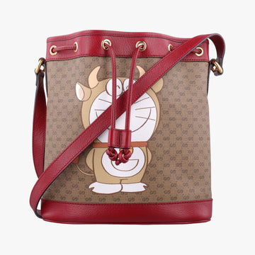 Doraemon collaboration Brown x red PVC coated canvas×Leather 655597 G034362479ドラえもんコラボ ブラウンxレッド PVCコーティングキャンバス×レザー 655597 G034362479