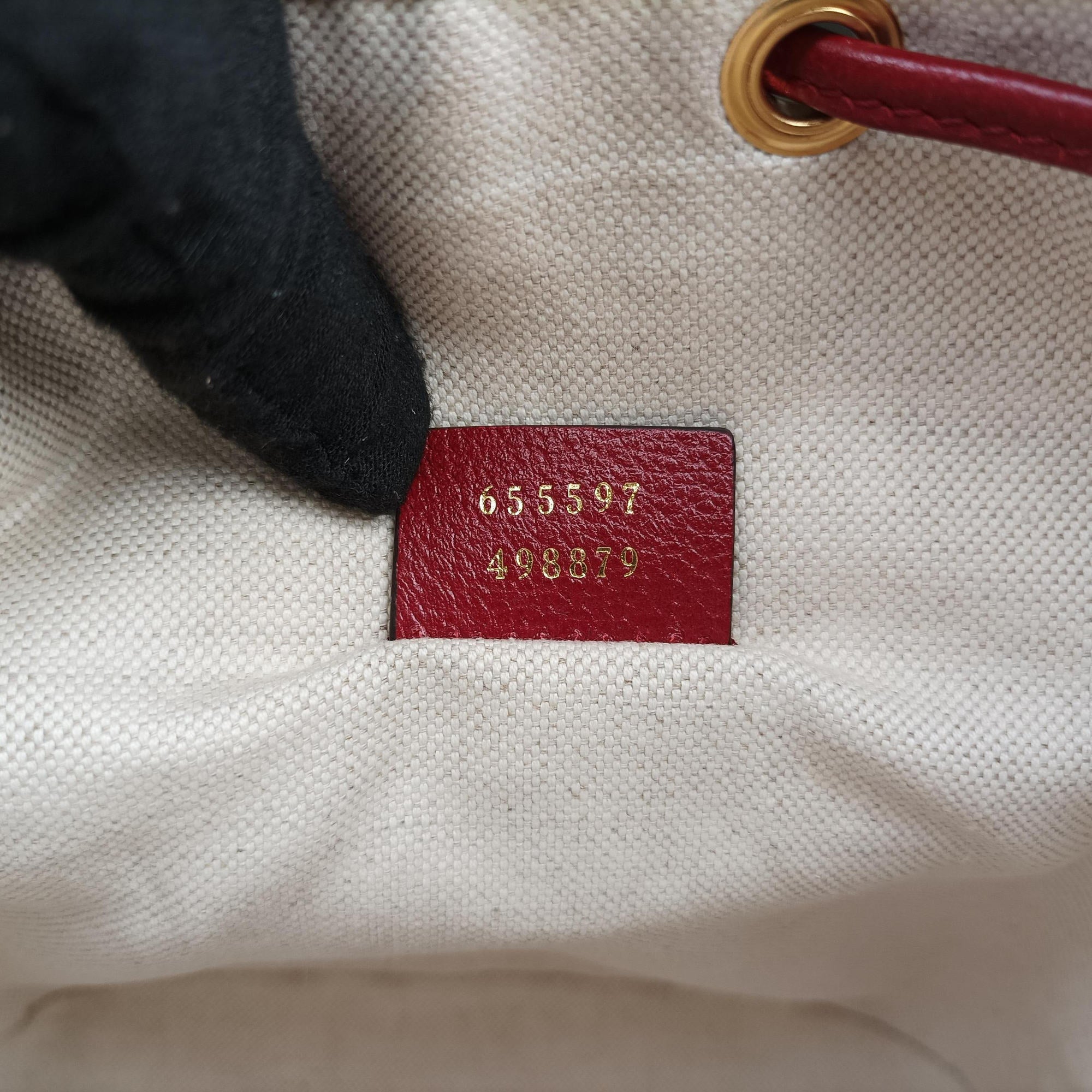 Doraemon collaboration Brown x red PVC coated canvas×Leather 655597 G034362479ドラえもんコラボ ブラウンxレッド PVCコーティングキャンバス×レザー 655597 G034362479