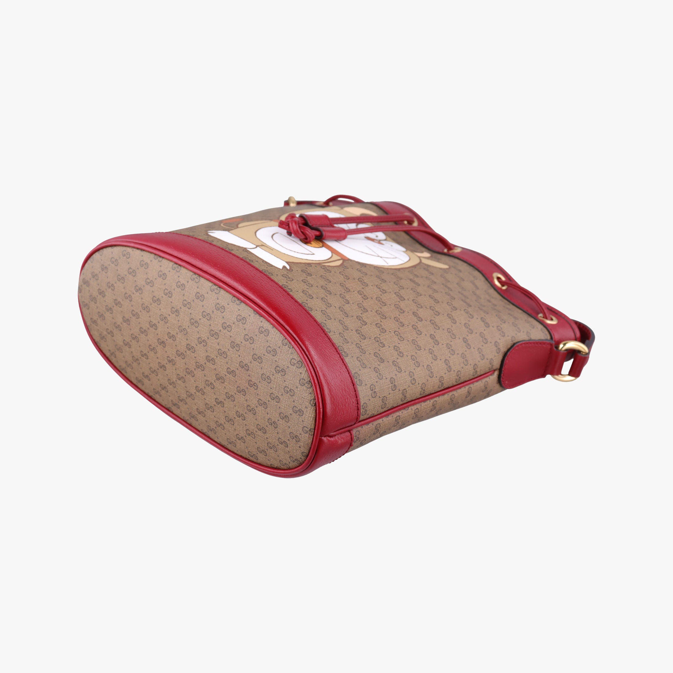 Doraemon collaboration Brown x red PVC coated canvas×Leather 655597 G034362479ドラえもんコラボ ブラウンxレッド PVCコーティングキャンバス×レザー 655597 G034362479