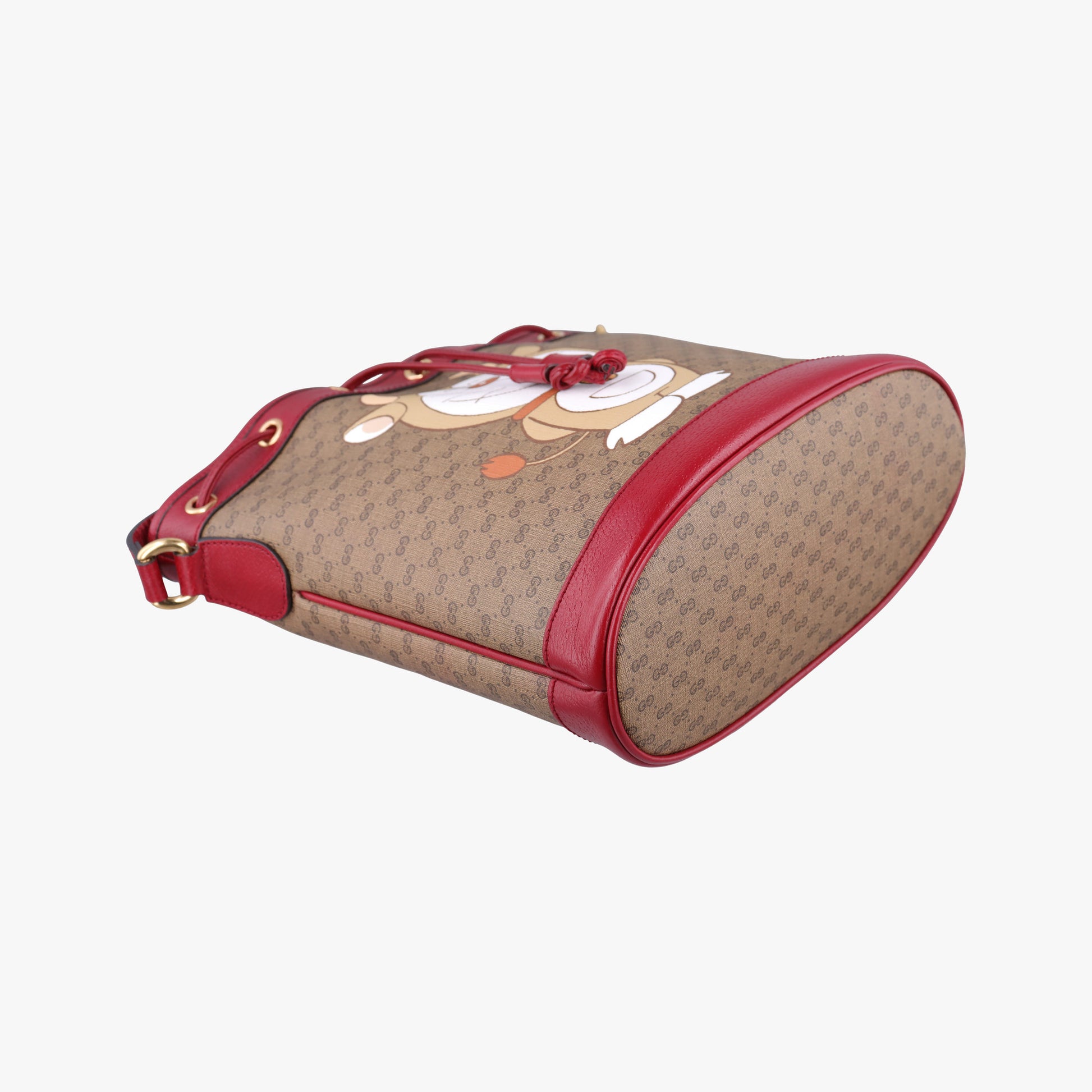 Doraemon collaboration Brown x red PVC coated canvas×Leather 655597 G034362479ドラえもんコラボ ブラウンxレッド PVCコーティングキャンバス×レザー 655597 G034362479