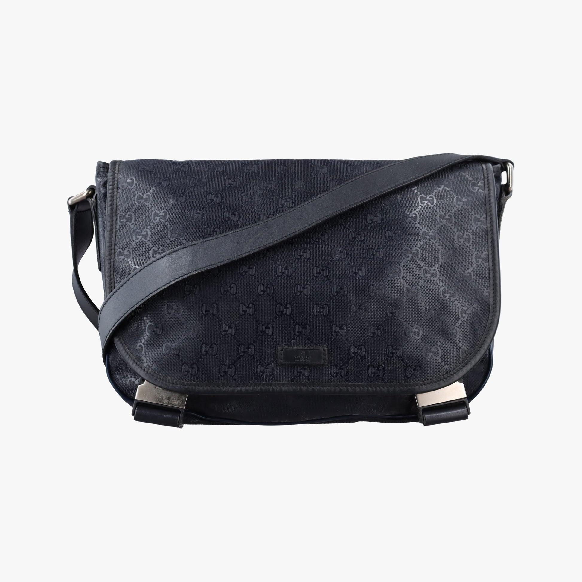 GG Plus Messenger Black PVC coated canvas 201732 Lot number unknownGGプラス メッセンジャー ブラック PVCコーティングキャンバス 201732 製番不明