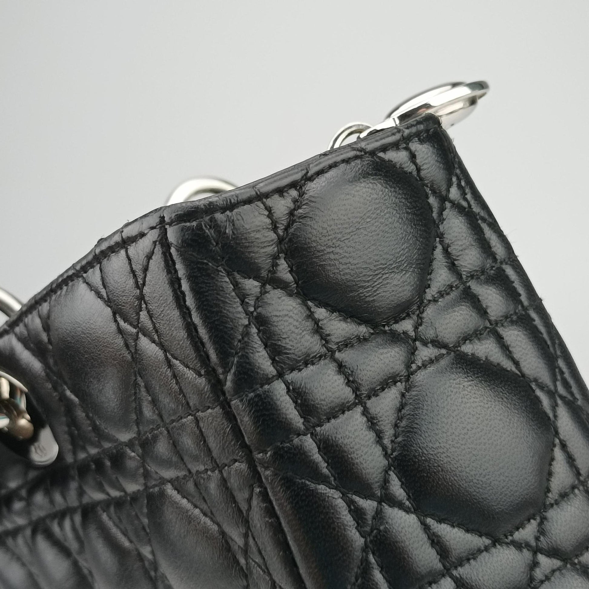 Lady Dior Black lambskin 08-MA-0110レディディオール ブラック ラムスキン 08-MA-0110