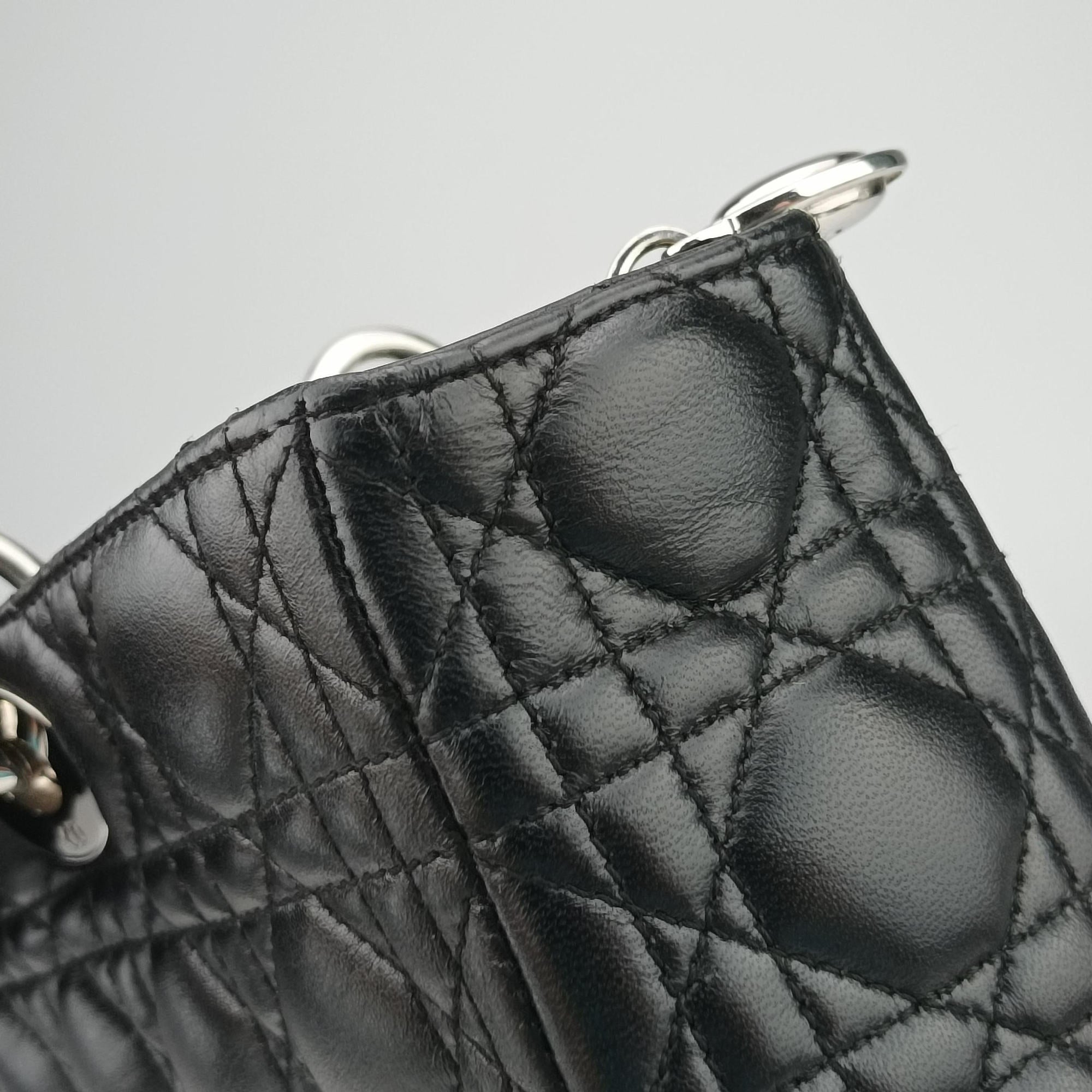 Lady Dior Black lambskin 08-MA-0110レディディオール ブラック ラムスキン 08-MA-0110