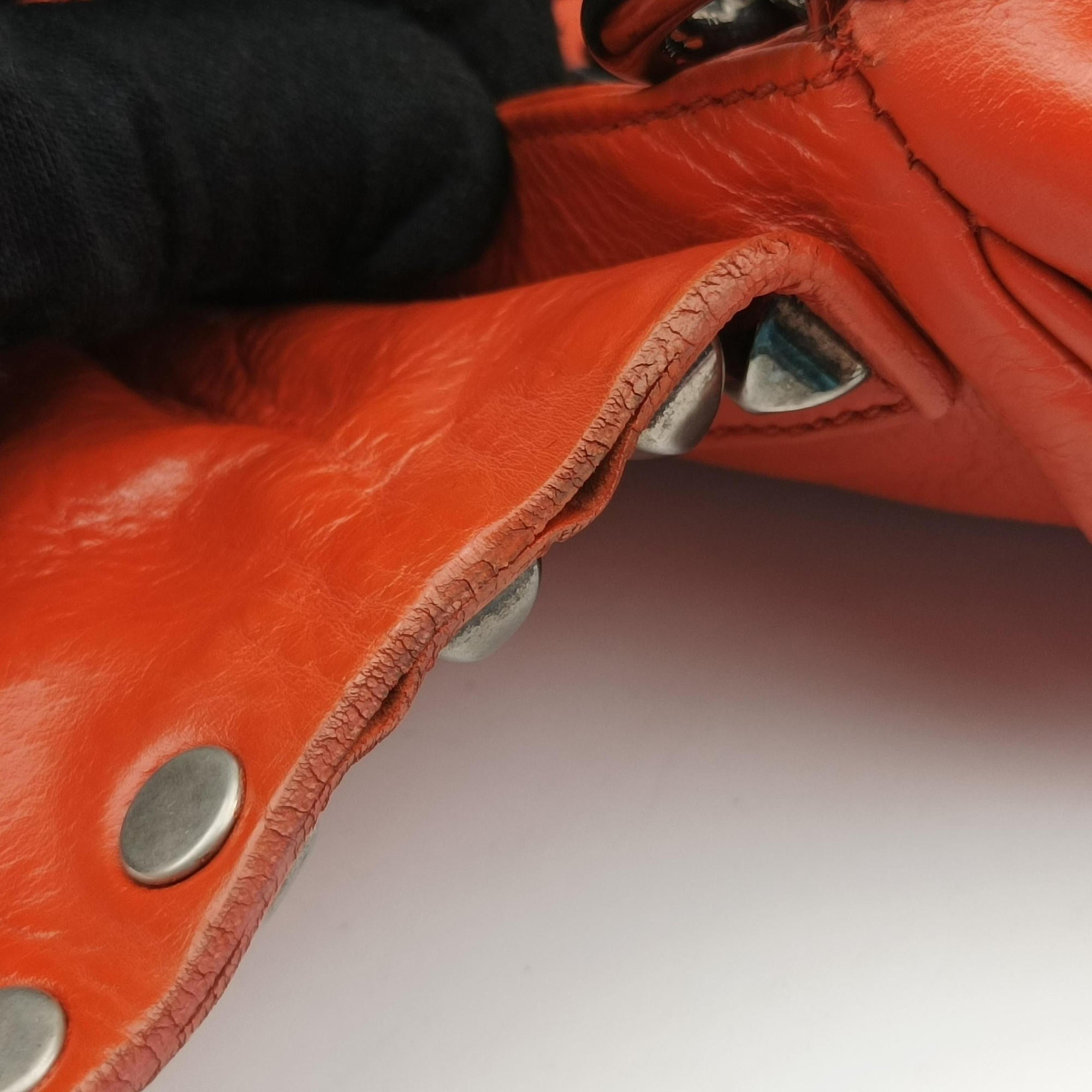 Studded Orange Leather 34 4スタッデッド オレンジ レザー 34 4