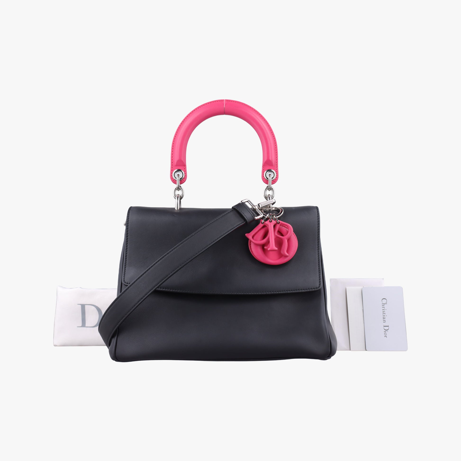 Be Dior Black × Rose Red Leather 29-MA-0125ビー ディオール ブラック × ローズレッド レザー 29-MA-0125