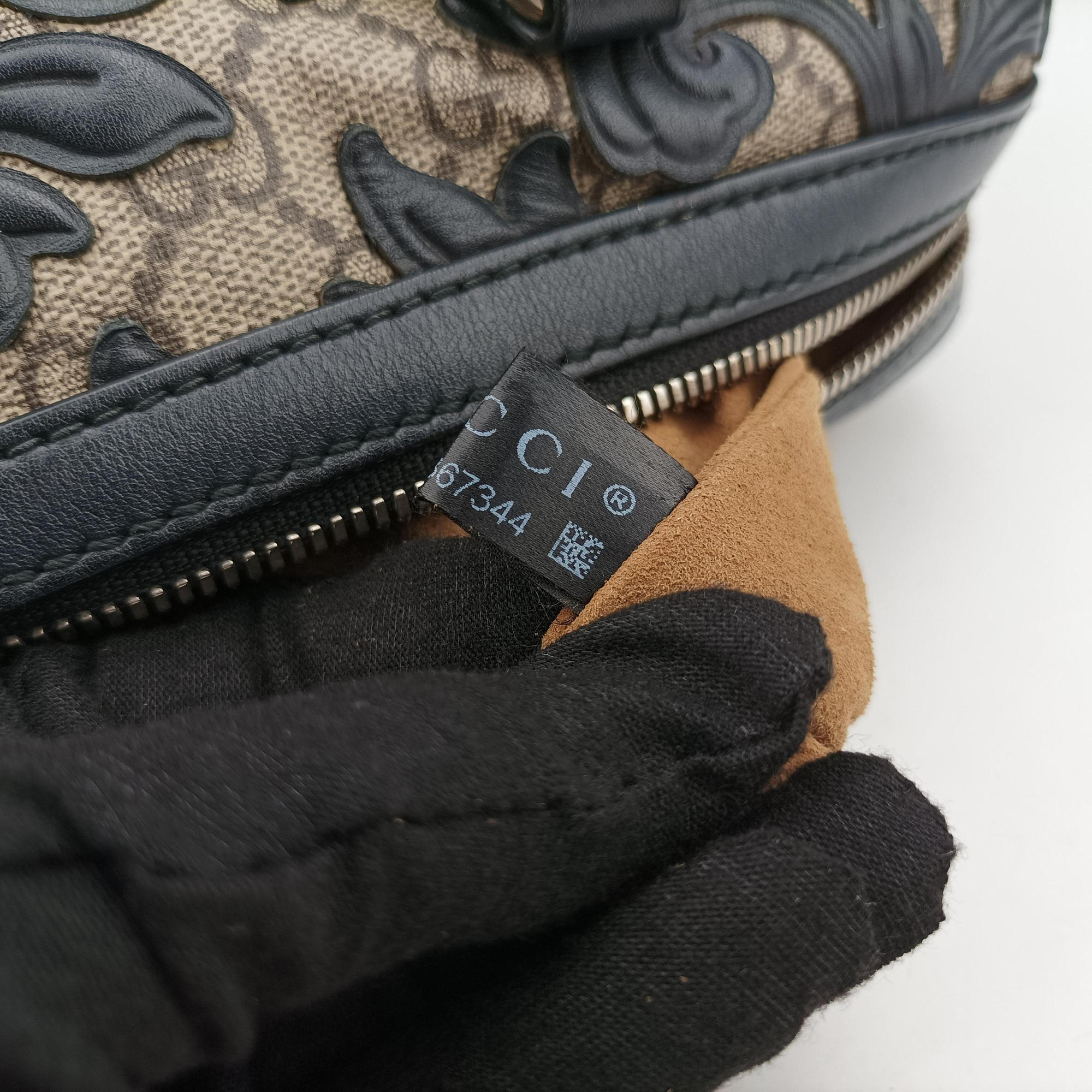 Arabesque Boston Beige×Black PVC coated canvas×Leather 409529 F020367344アラベスク ボストン ベージュ×ブラック PVCコーティングキャンバス×レザー 409529 F020367344