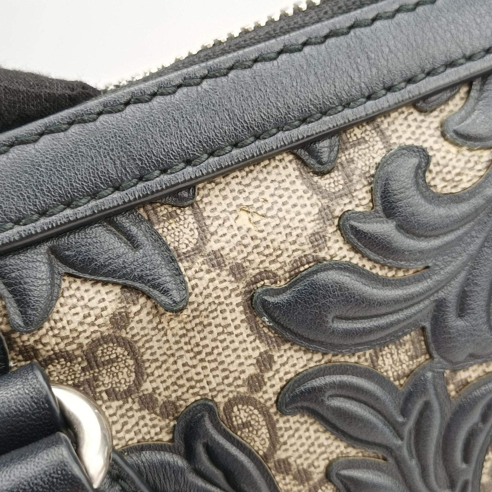 Arabesque Boston Beige×Black PVC coated canvas×Leather 409529 F020367344アラベスク ボストン ベージュ×ブラック PVCコーティングキャンバス×レザー 409529 F020367344