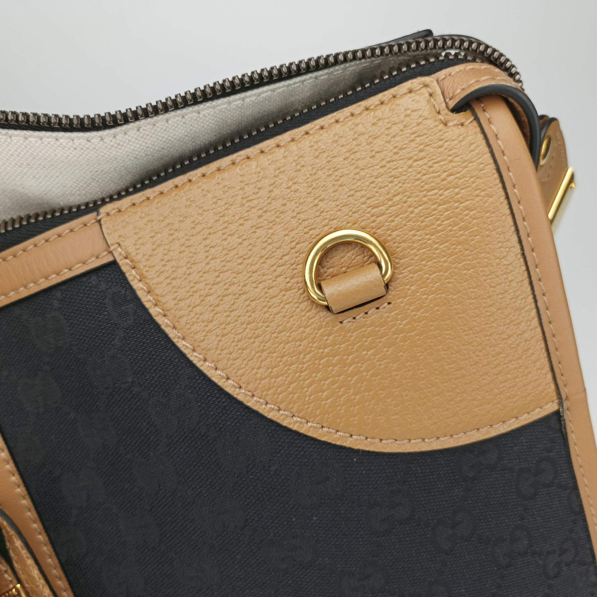 Ophidia Black × Brown × Multicolor Leather×Canvas 715774 E039050453オフィディア ブラック × ブラウン × マルチカラー レザー×キャンバス 715774 E039050453
