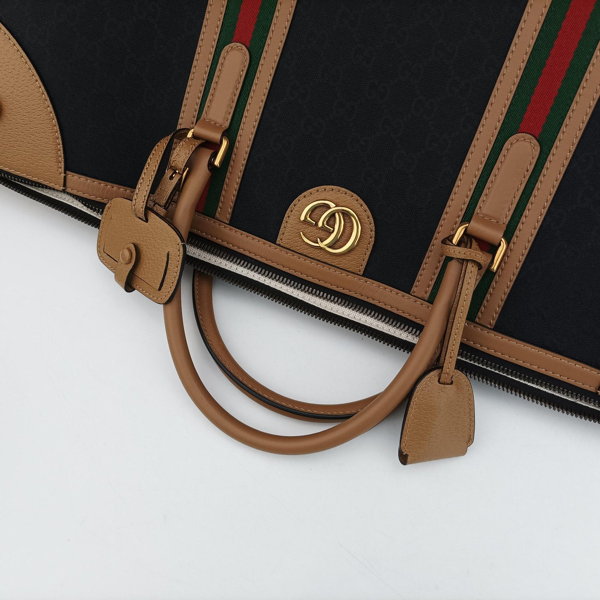 Ophidia Black × Brown × Multicolor Leather×Canvas 715774 E039050453オフィディア ブラック × ブラウン × マルチカラー レザー×キャンバス 715774 E039050453