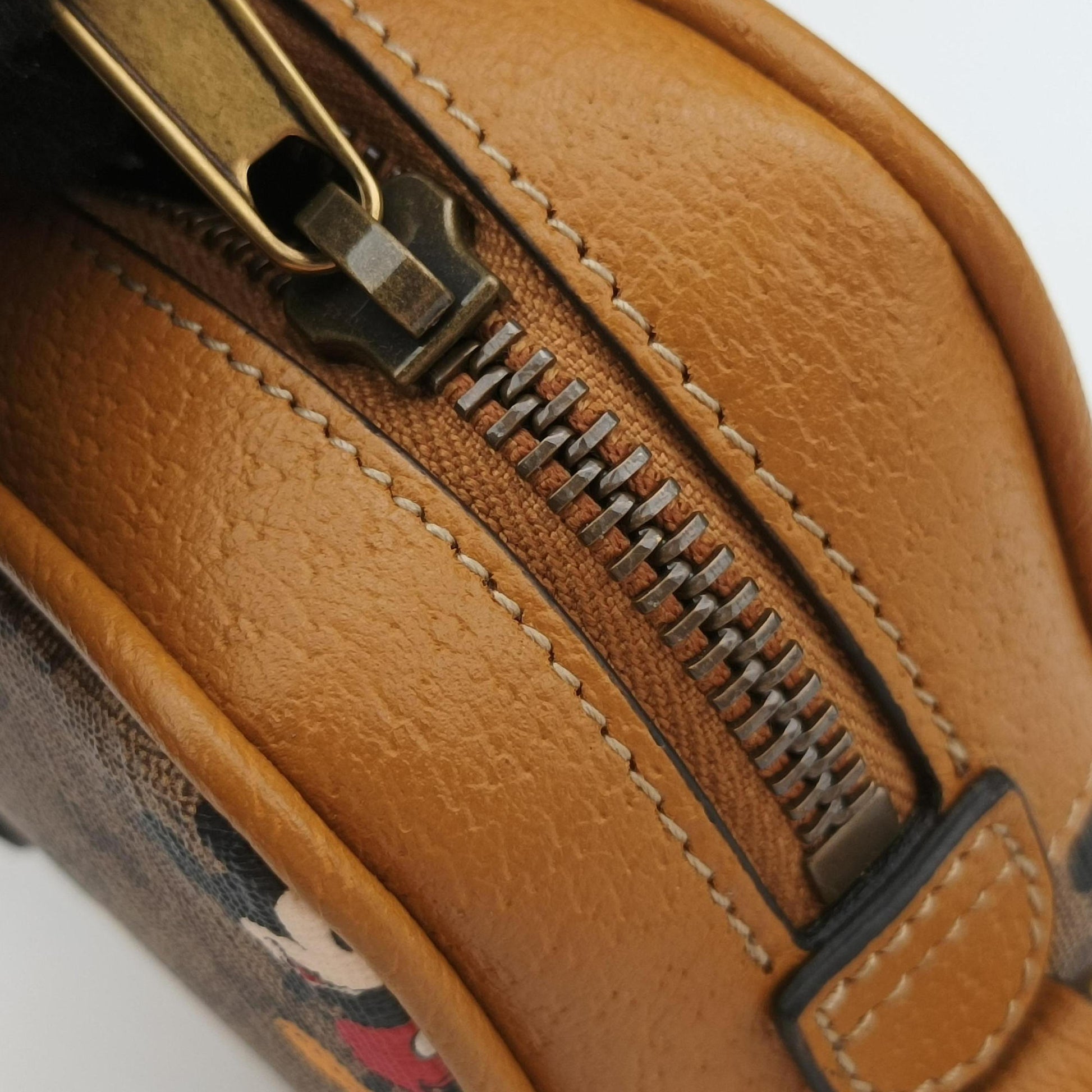 Mickey Mouse Disney collaboration Brown PVC coated canvas×Leather 602536 ミッキーマウス ディズニーコラボ ブラウン PVCコーティングキャンバス×レザー 602536 