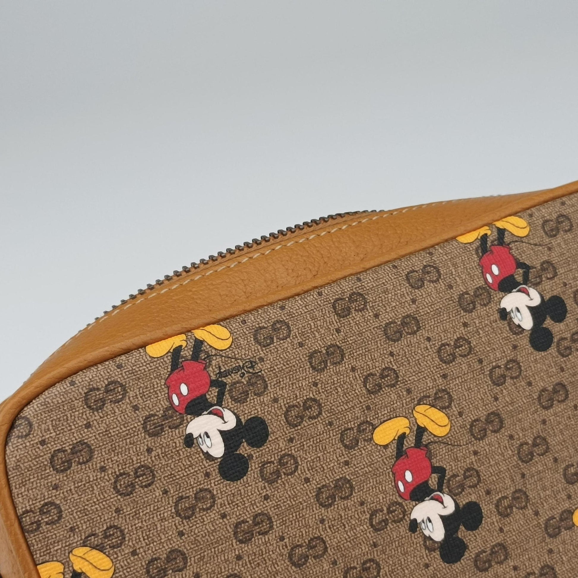 Mickey Mouse Disney collaboration Brown PVC coated canvas×Leather 602536 ミッキーマウス ディズニーコラボ ブラウン PVCコーティングキャンバス×レザー 602536 