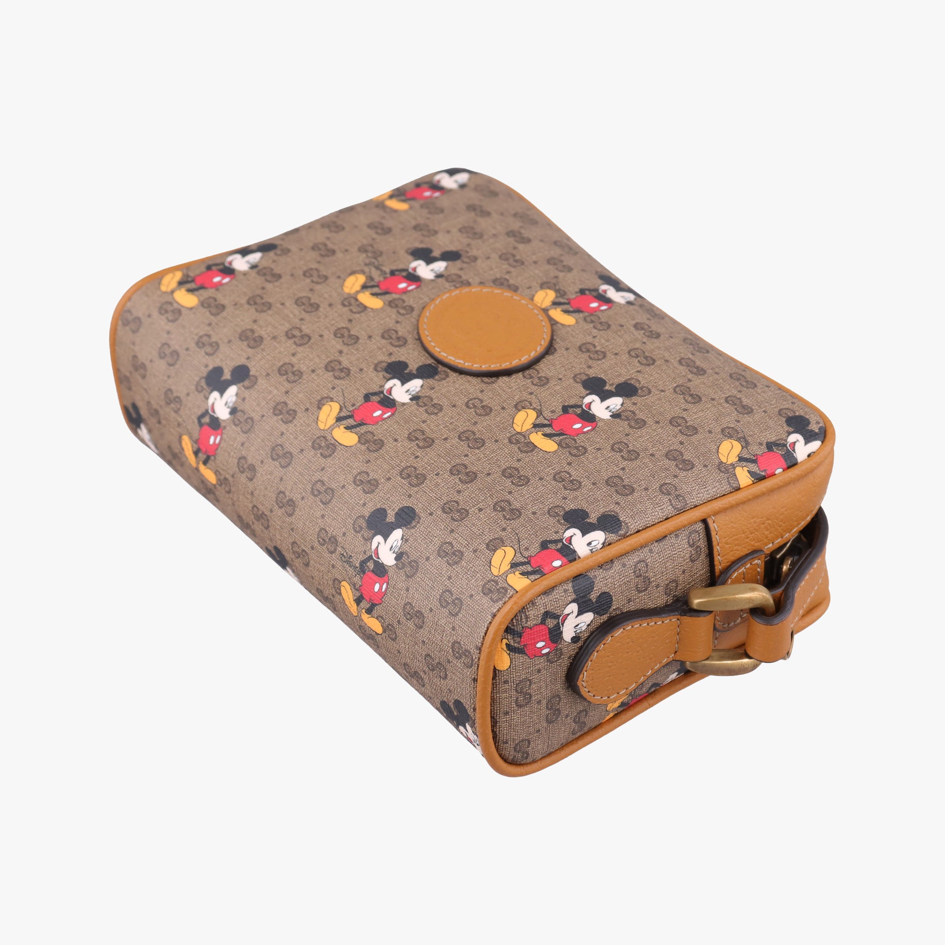 Mickey Mouse Disney collaboration Brown PVC coated canvas×Leather 602536 ミッキーマウス ディズニーコラボ ブラウン PVCコーティングキャンバス×レザー 602536 