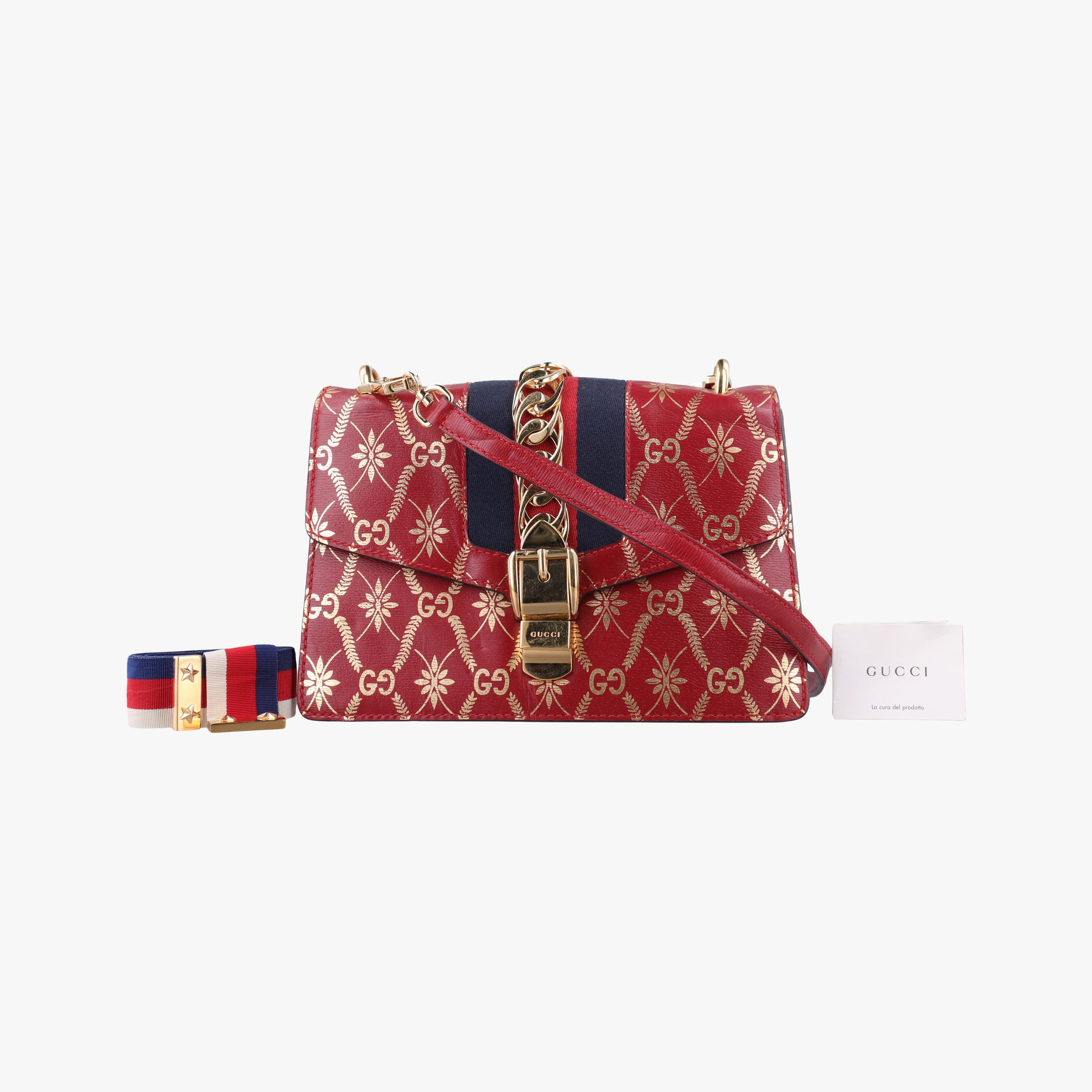 Sylvie red×Multicolour Leather 524405 B031367298シルヴィ レッド×マルチカラー レザー 524405 B031367298
