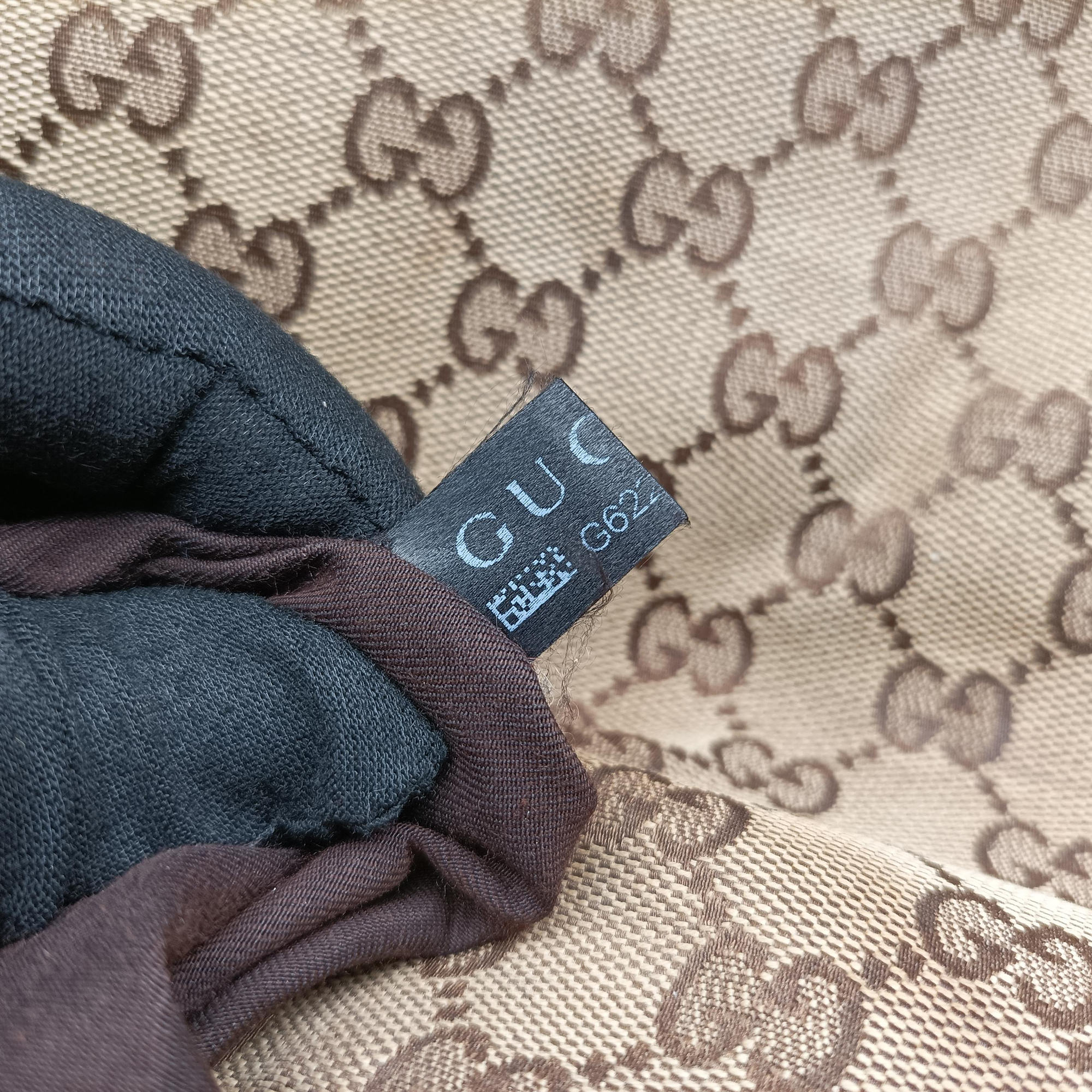 Charlotte Hobo Brown×White Leather×canvas 203504 G6226962シャーロット ブラウン×ホワイト レザー×キャンバス 203504 G6226962