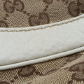 Charlotte Hobo Brown×White Leather×canvas 203504 G6226962シャーロット ブラウン×ホワイト レザー×キャンバス 203504 G6226962