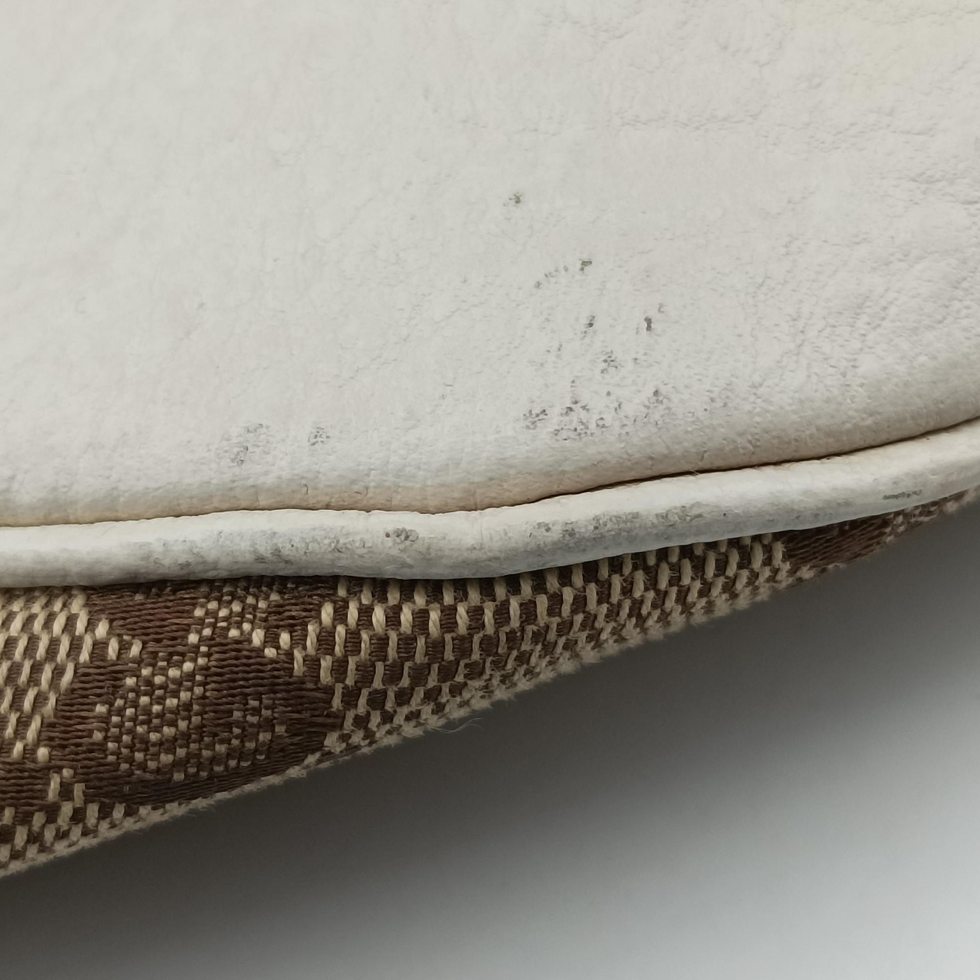 Charlotte Hobo Brown×White Leather×canvas 203504 G6226962シャーロット ブラウン×ホワイト レザー×キャンバス 203504 G6226962