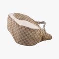Charlotte Hobo Brown×White Leather×canvas 203504 G6226962シャーロット ブラウン×ホワイト レザー×キャンバス 203504 G6226962