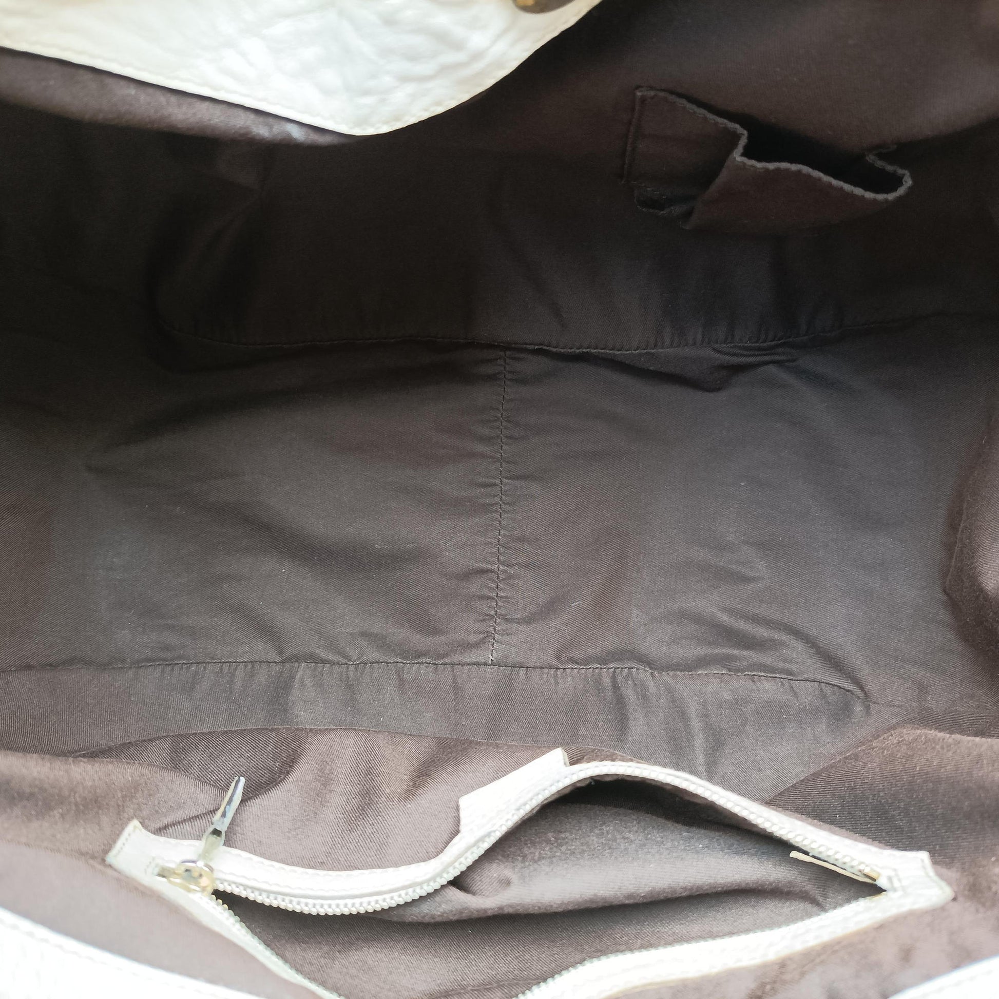 Charlotte Hobo Brown×White Leather×canvas 203504 G6226962シャーロット ブラウン×ホワイト レザー×キャンバス 203504 G6226962