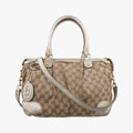Sukey White×Brown Leather×canvas 247902 C010717737スーキー ホワイト×ブラウン レザー×キャンバス 247902 C010717737