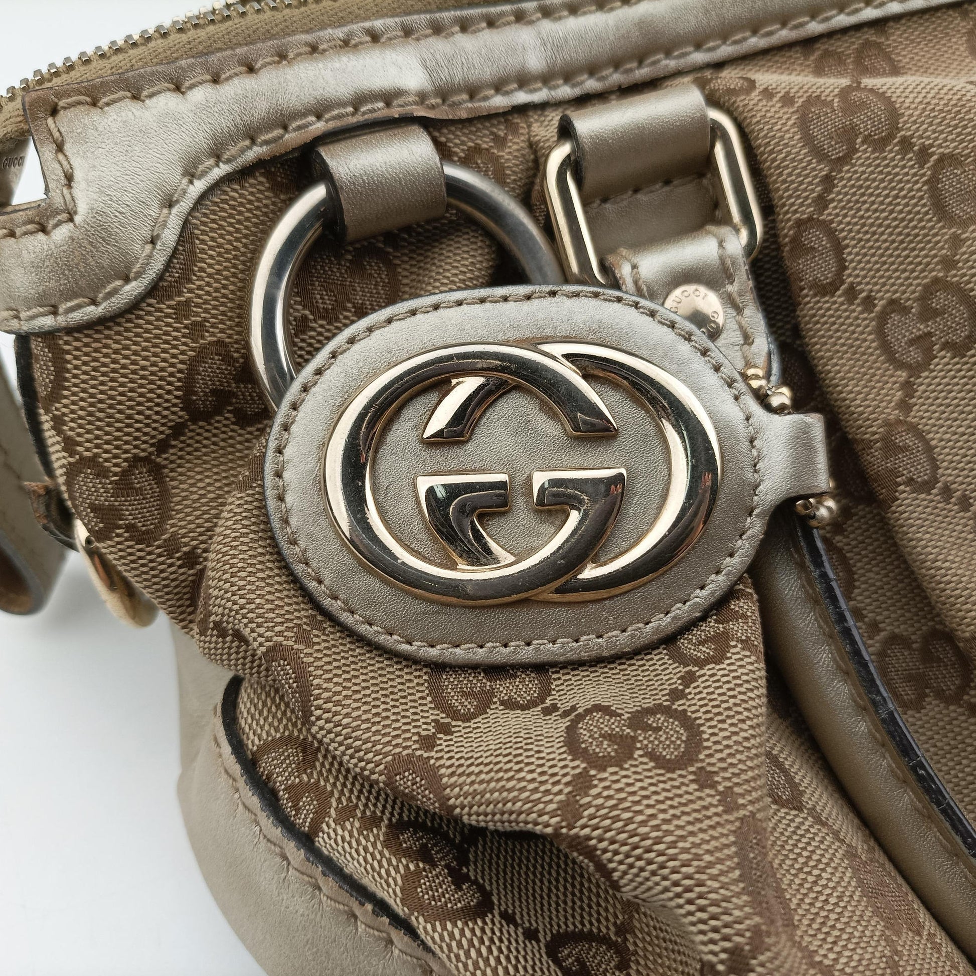 Sukey White×Brown Leather×canvas 247902 C010717737スーキー ホワイト×ブラウン レザー×キャンバス 247902 C010717737