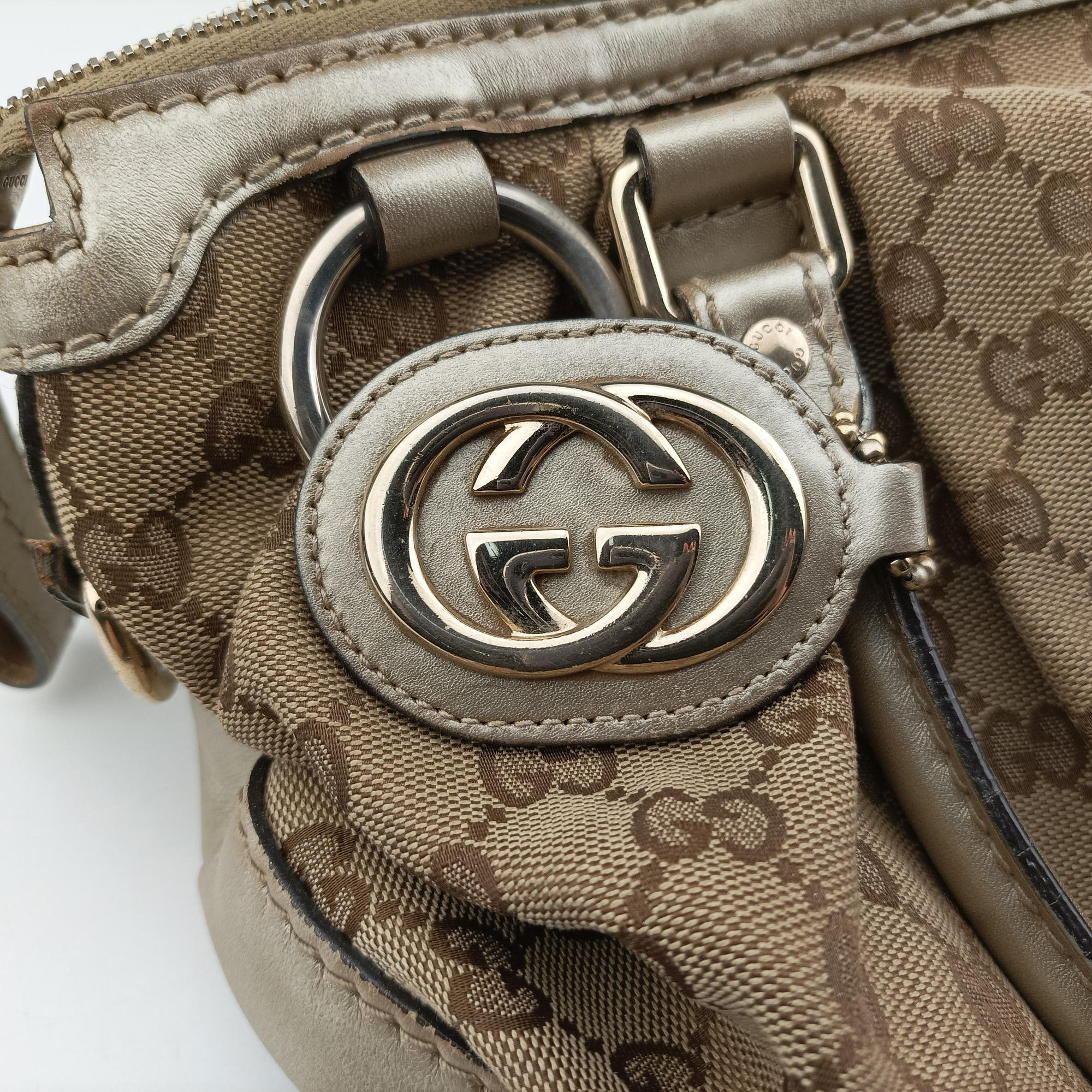 Sukey White×Brown Leather×canvas 247902 C010717737スーキー ホワイト×ブラウン レザー×キャンバス 247902 C010717737