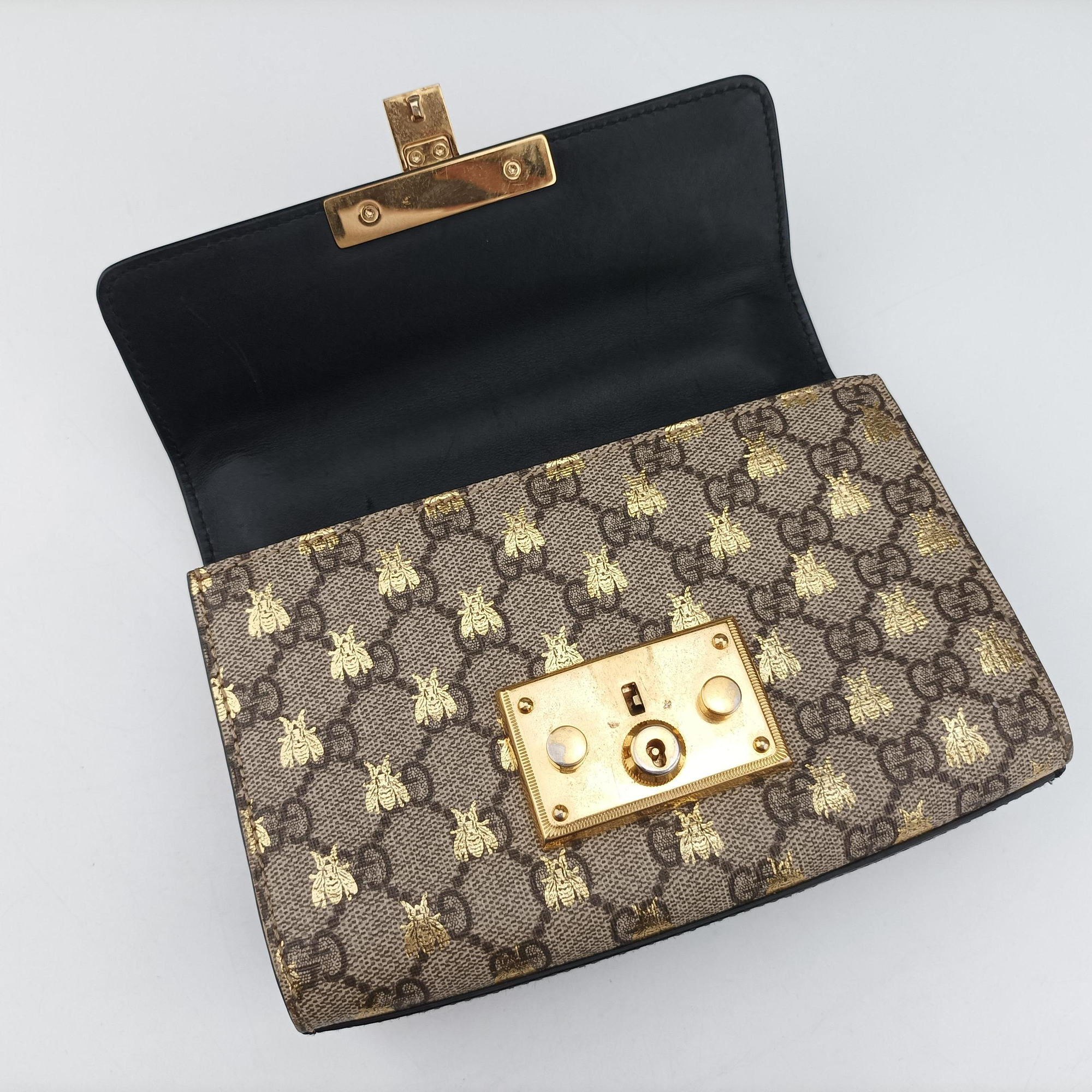Padlock beige×black PVC coated canvas×Leather 409487 H031554642パドロック ベージュ×ブラック PVCコーティングキャンバス×レザー 409487 H031554642