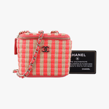 Raffia CC Mini Vanity Orange x Beige Raffia × Leather AP1998 31096712ラフィア CC ミニバニティ オレンジ×ベージュ ラフィア×レザー AP1998 31096712
