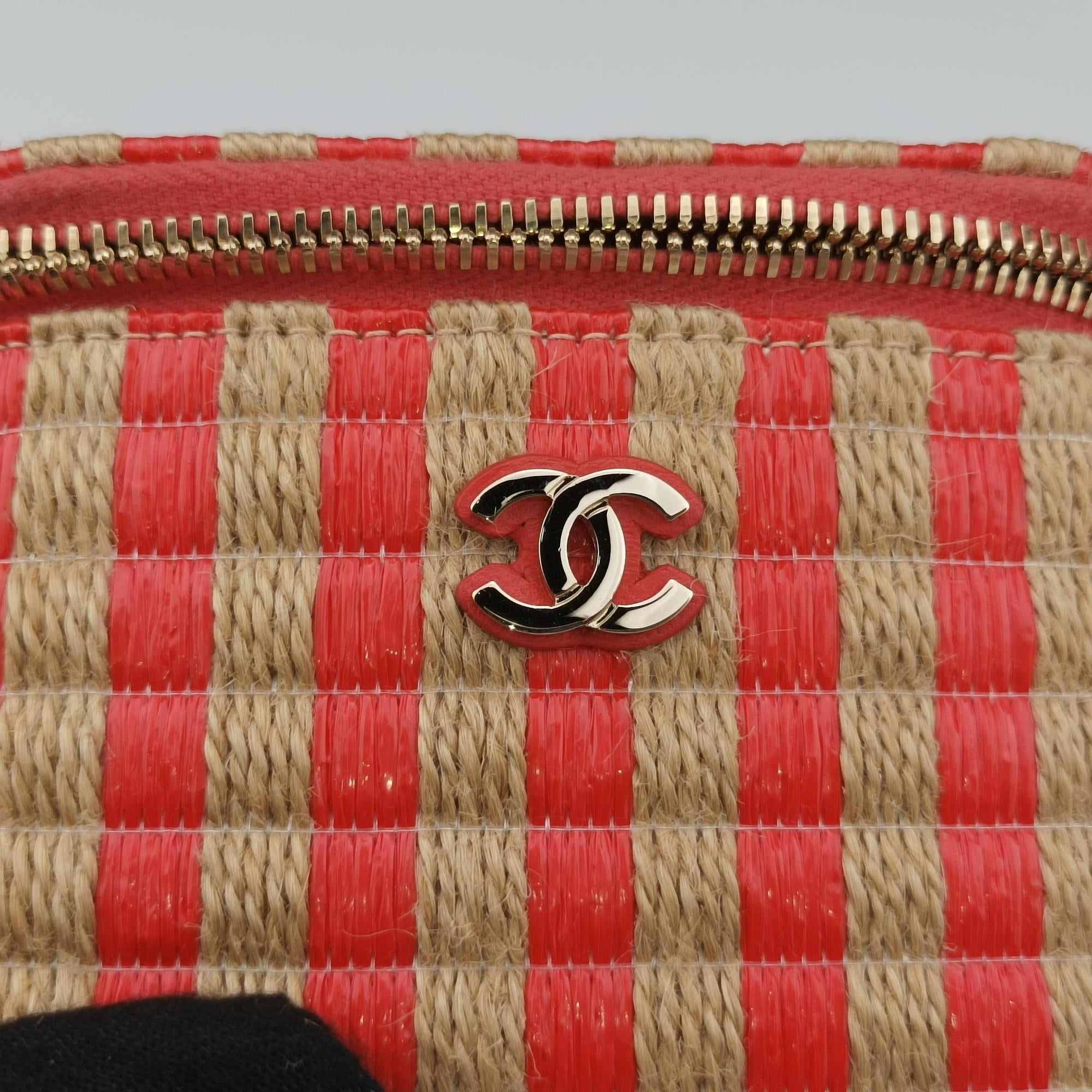 Raffia CC Mini Vanity Orange x Beige Raffia × Leather AP1998 31096712ラフィア CC ミニバニティ オレンジ×ベージュ ラフィア×レザー AP1998 31096712