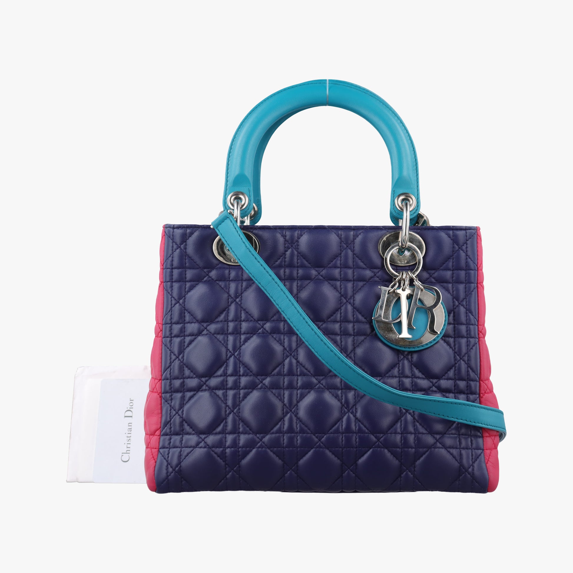 Lady Dior Navy×Pink×Light Blue lambskin 11-MA-1101レディディオール ネイビー×ピンク×ライトブルー ラムスキン 11-MA-1101