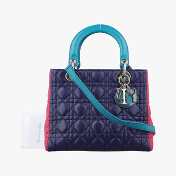 Lady Dior Navy×Pink×Light Blue lambskin 11-MA-1101レディディオール ネイビー×ピンク×ライトブルー ラムスキン 11-MA-1101