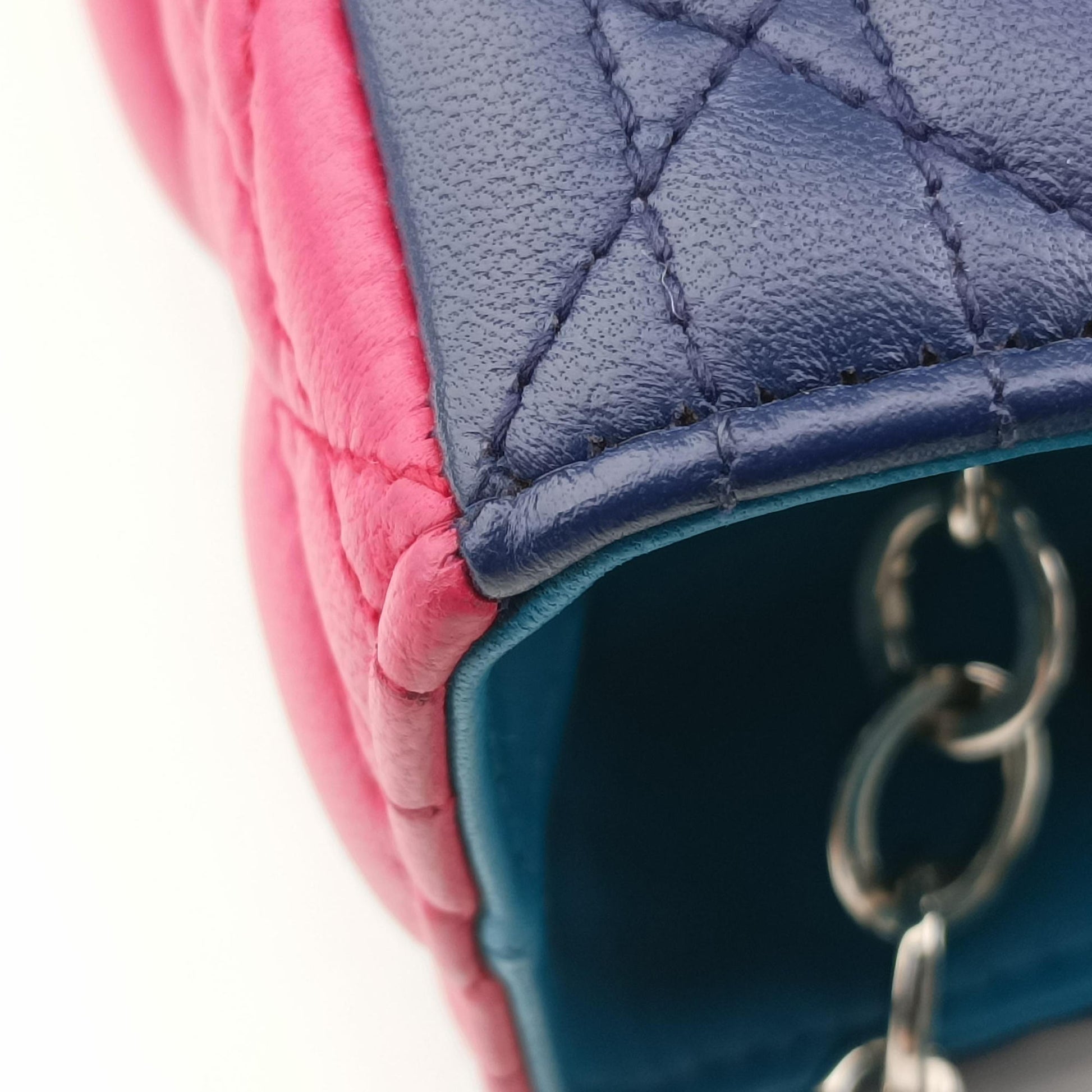 Lady Dior Navy×Pink×Light Blue lambskin 11-MA-1101レディディオール ネイビー×ピンク×ライトブルー ラムスキン 11-MA-1101