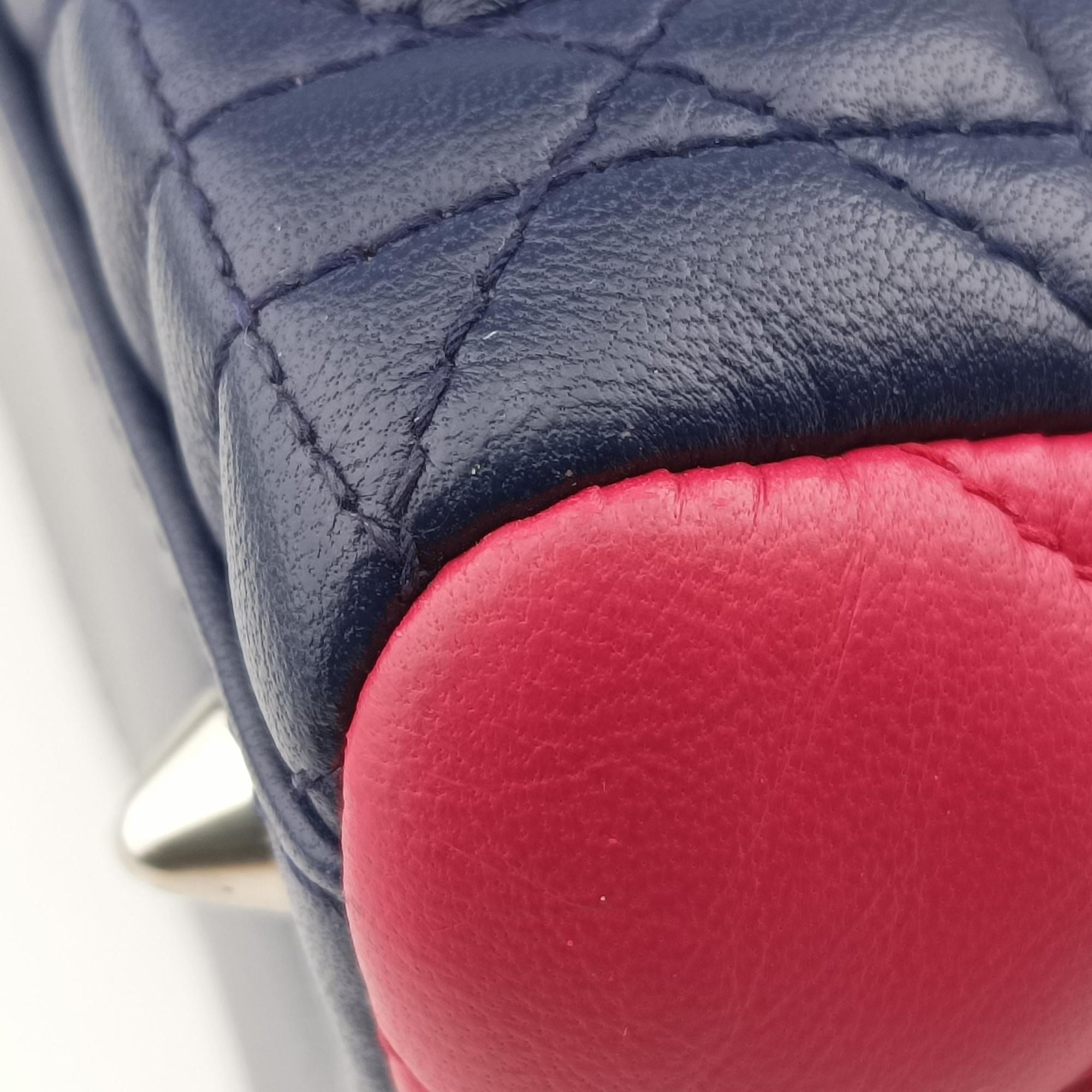 Lady Dior Navy×Pink×Light Blue lambskin 11-MA-1101レディディオール ネイビー×ピンク×ライトブルー ラムスキン 11-MA-1101