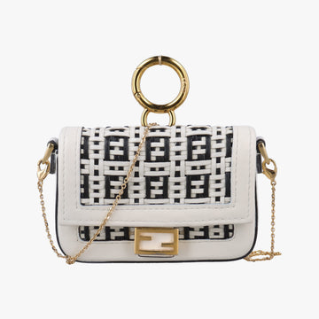 Nano Baguette Charm Black/White Leather 7AR844 7AR844-AFC0-218-0189ナノ バゲット チャーム ブラック/ホワイト レザー 7AR844 7AR844-AFC0-218-0189