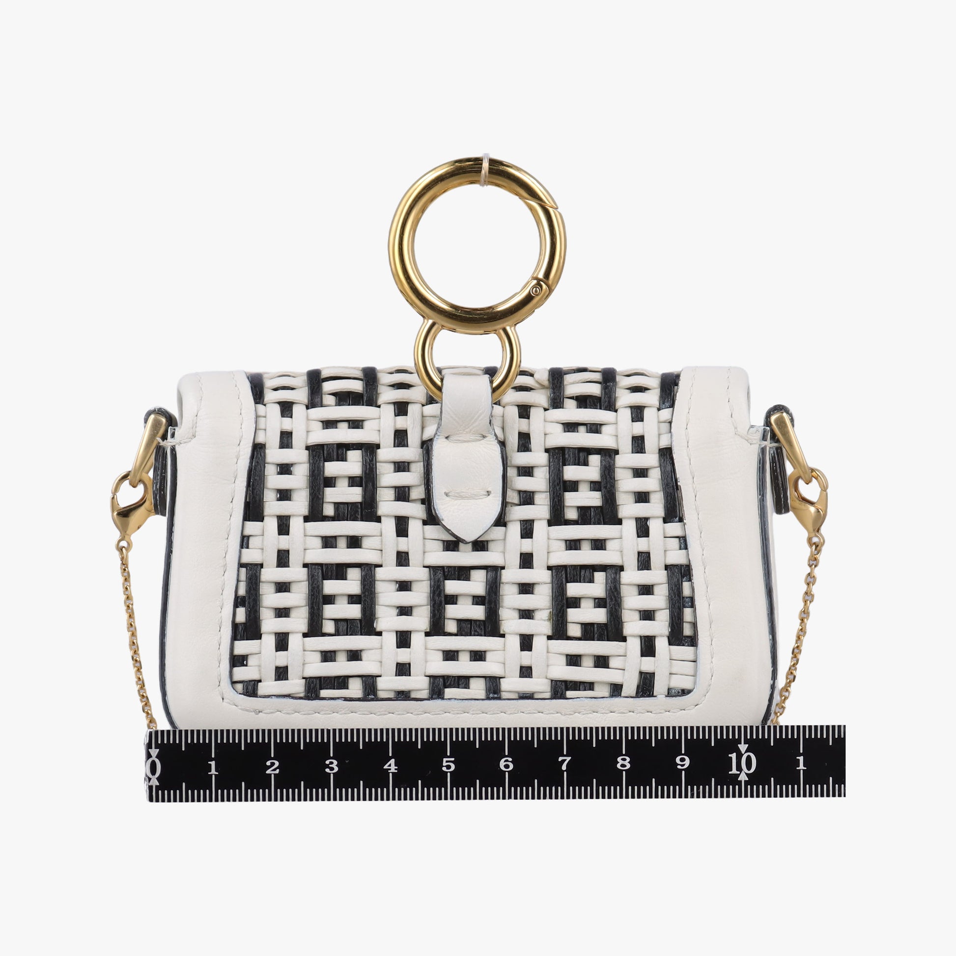 Nano Baguette Charm Black/White Leather 7AR844 7AR844-AFC0-218-0189ナノ バゲット チャーム ブラック/ホワイト レザー 7AR844 7AR844-AFC0-218-0189