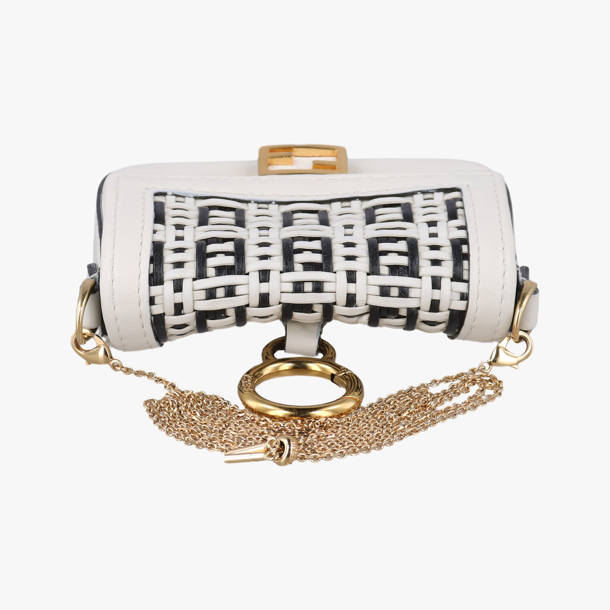 Nano Baguette Charm Black/White Leather 7AR844 7AR844-AFC0-218-0189ナノ バゲット チャーム ブラック/ホワイト レザー 7AR844 7AR844-AFC0-218-0189
