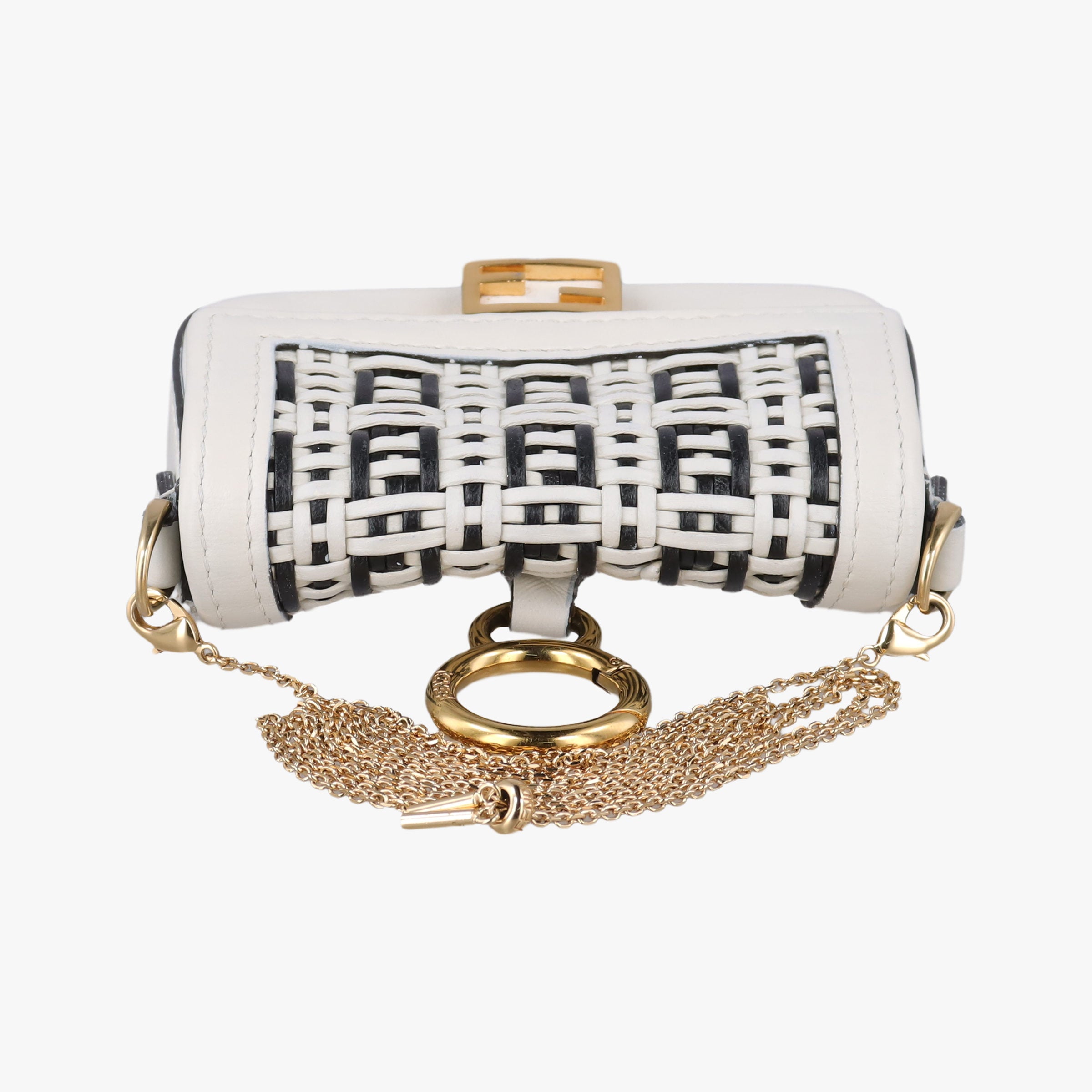 Nano Baguette Charm Black/White Leather 7AR844 7AR844-AFC0-218-0189ナノ バゲット チャーム ブラック/ホワイト レザー 7AR844 7AR844-AFC0-218-0189