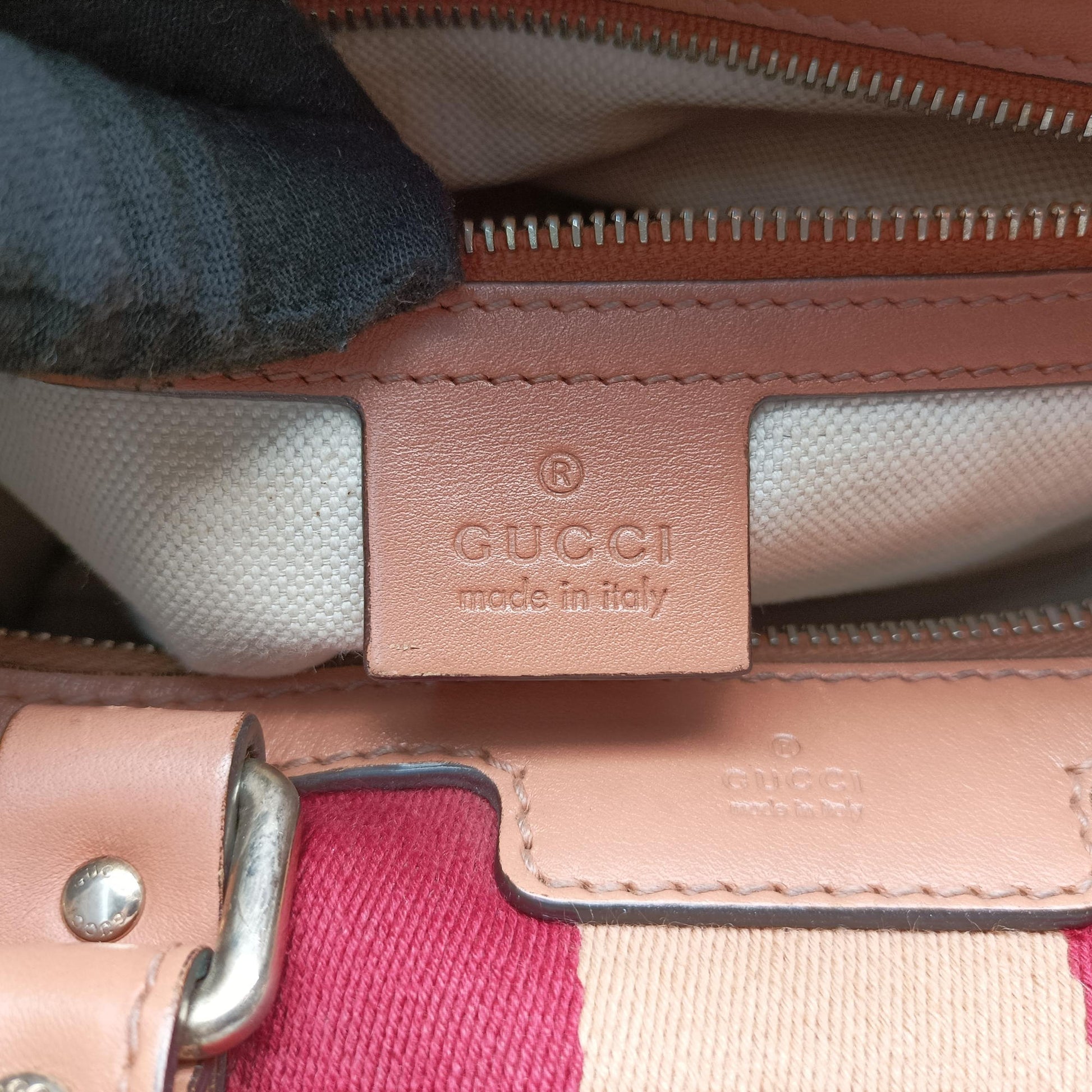 Sherry Line Beige×red×orange Canvas×Leather 247205 B012290916シェリーライン ベージュ×レッド×オレンジ キャンバス×レザー 247205 B012290916