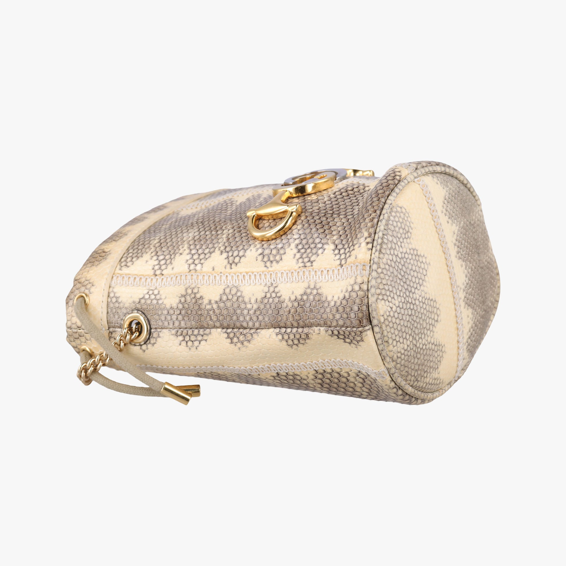 Zumi Mini Drawstring Bucket Beige x Multicolor snakeskin 576432 ズゥミ ミニバケット ベージュ×マルチカラー ヘビ革 576432 