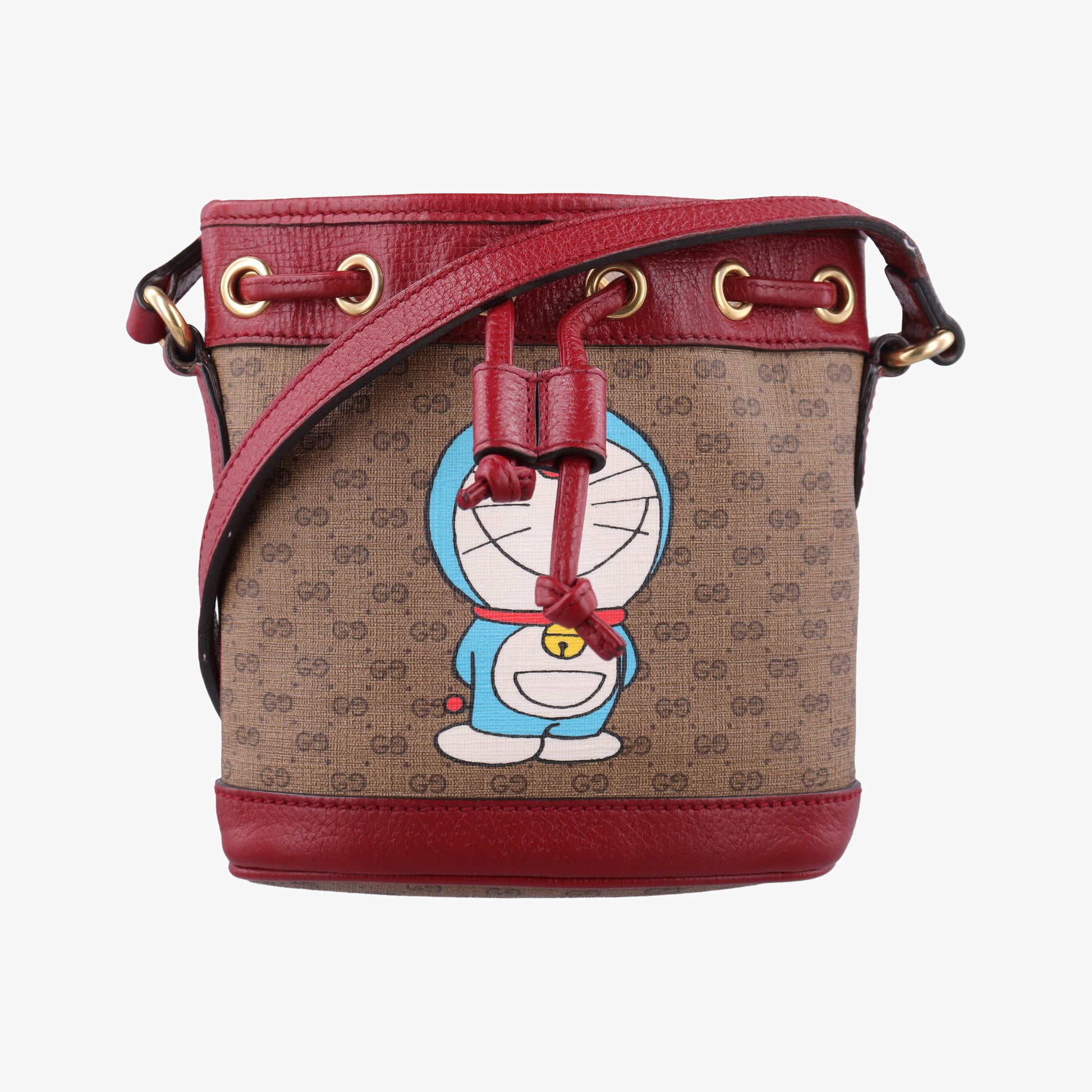 Doraemon collaboration Brown×Red×Multi PVC coated canvas×Leather 647801 G033912944ドラえもんコラボ ブラウン×レッド×マルチ PVCコーティングキャンバス×レザー 647801 G033912944