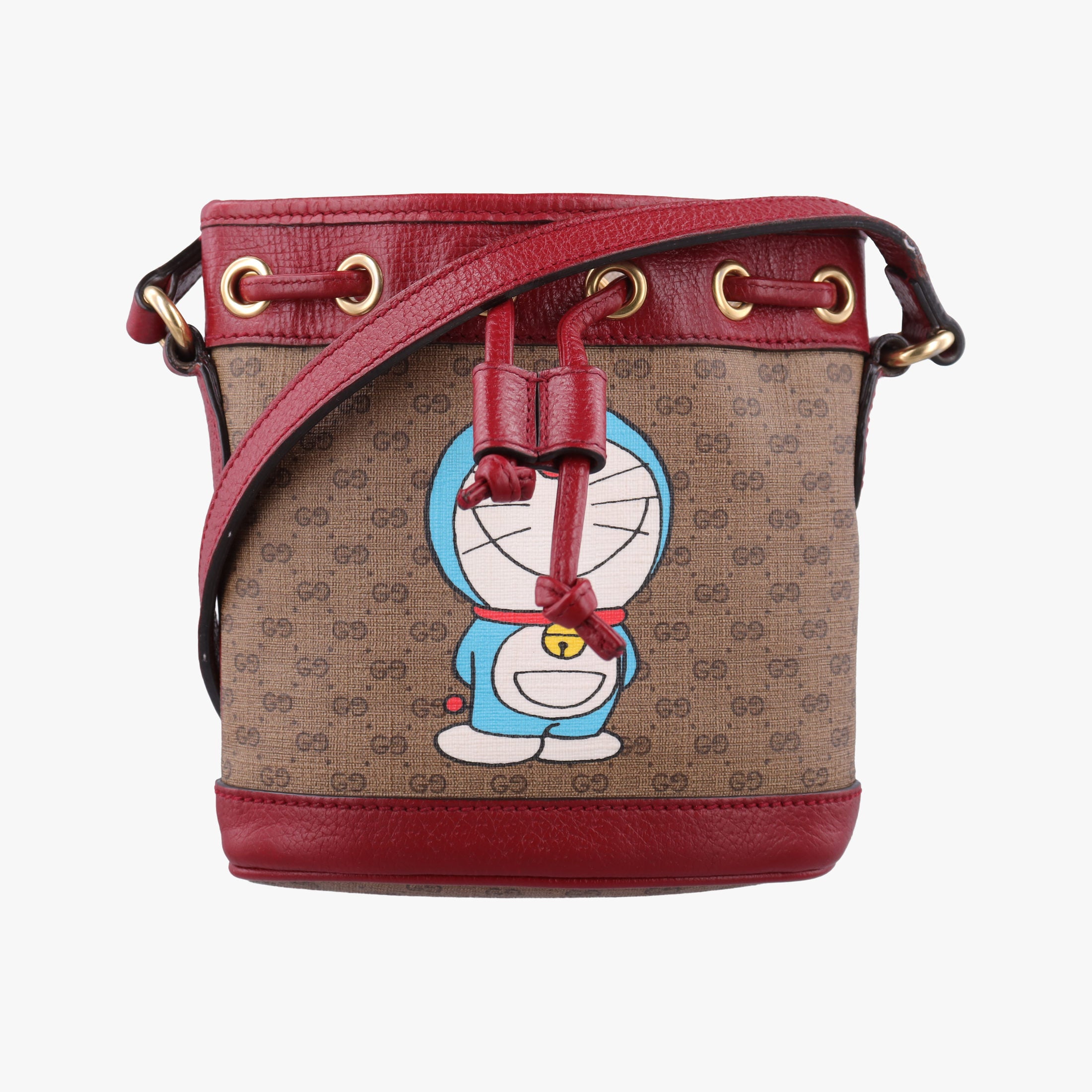 Doraemon collaboration Brown×Red×Multi PVC coated canvas×Leather 647801 G033912944ドラえもんコラボ ブラウン×レッド×マルチ PVCコーティングキャンバス×レザー 647801 G033912944