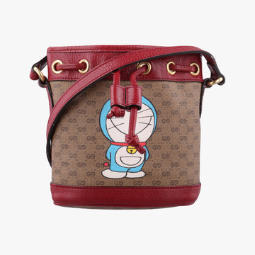 Doraemon collaboration Brown×Red×Multi PVC coated canvas×Leather 647801 G033912944ドラえもんコラボ ブラウン×レッド×マルチ PVCコーティングキャンバス×レザー 647801 G033912944