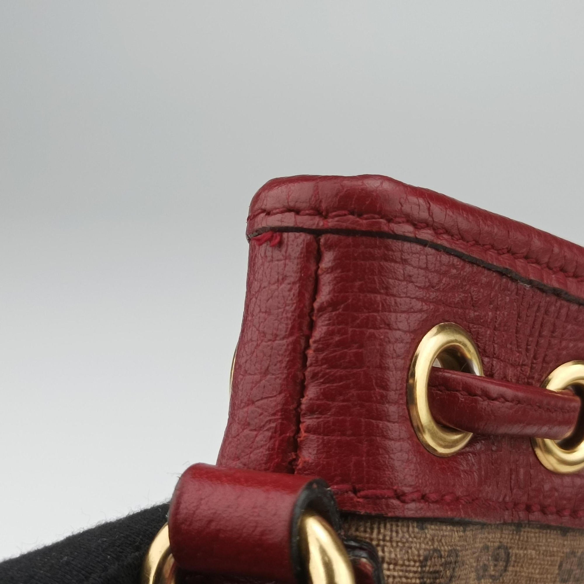 Doraemon collaboration Brown×Red×Multi PVC coated canvas×Leather 647801 G033912944ドラえもんコラボ ブラウン×レッド×マルチ PVCコーティングキャンバス×レザー 647801 G033912944