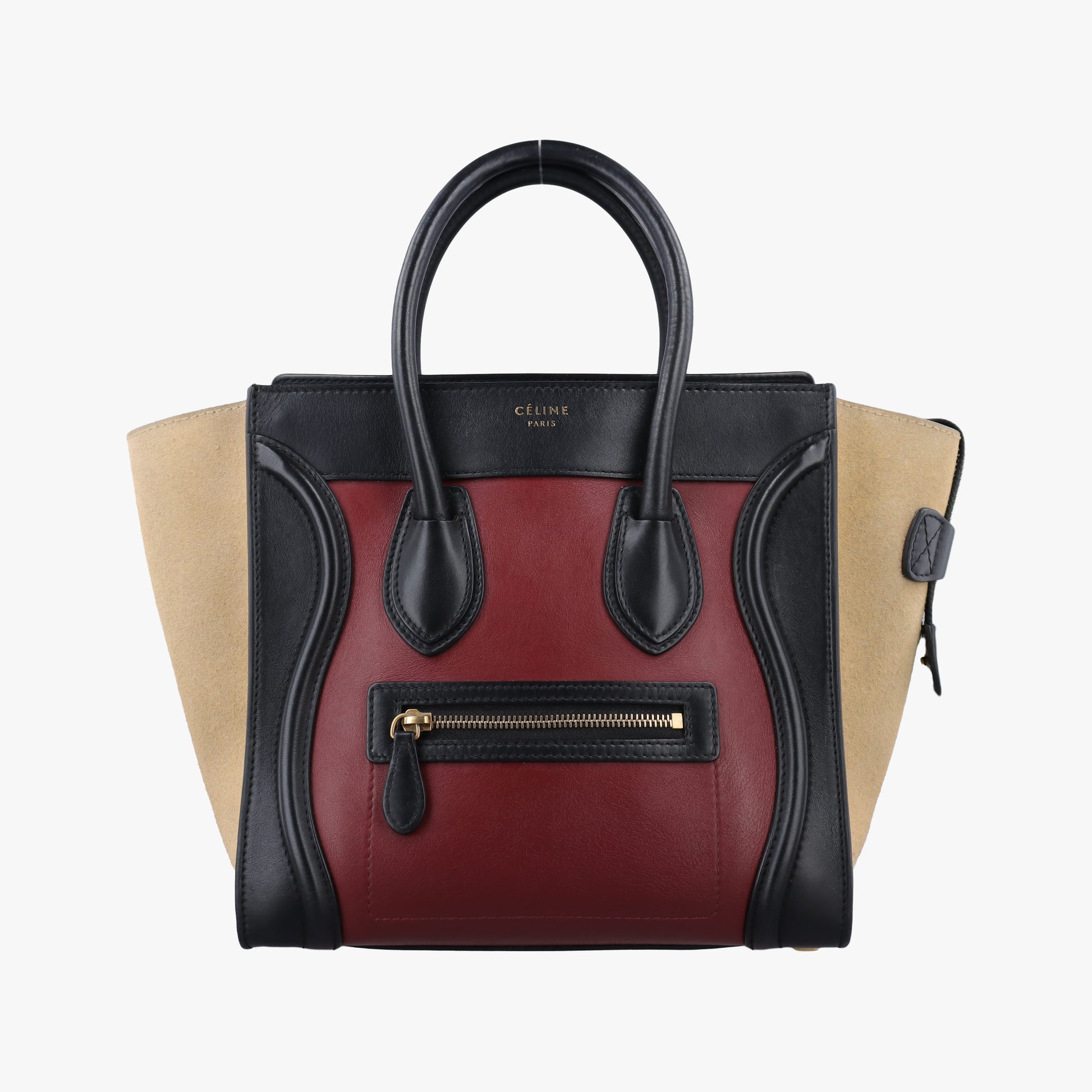 Luggage Micro shopper Bordeaux×black×beige Suede×leather S-VP-1112 S-MM-1122ラゲージマイクロショッパー ボルドー×ブラック×ベージュ スエード×レザー S-VP-1112 S-MM-1122