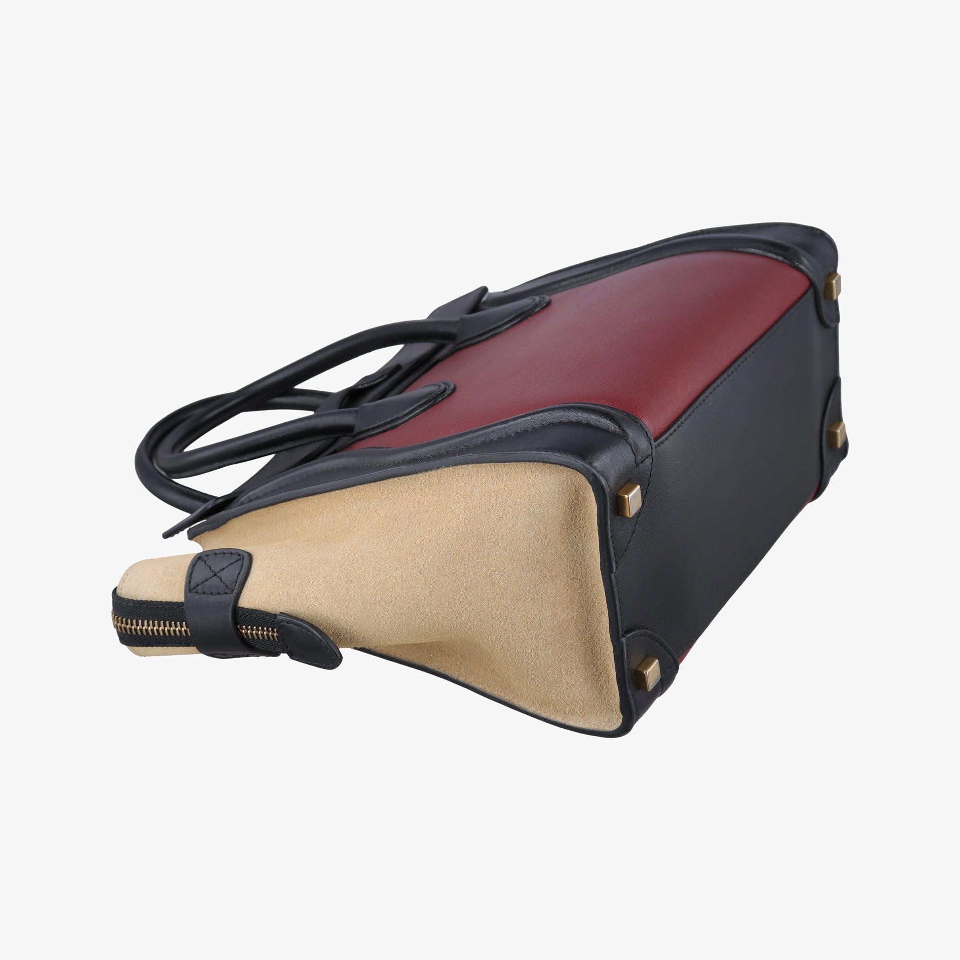 Luggage Micro shopper Bordeaux×black×beige Suede×leather S-VP-1112 S-MM-1122ラゲージマイクロショッパー ボルドー×ブラック×ベージュ スエード×レザー S-VP-1112 S-MM-1122