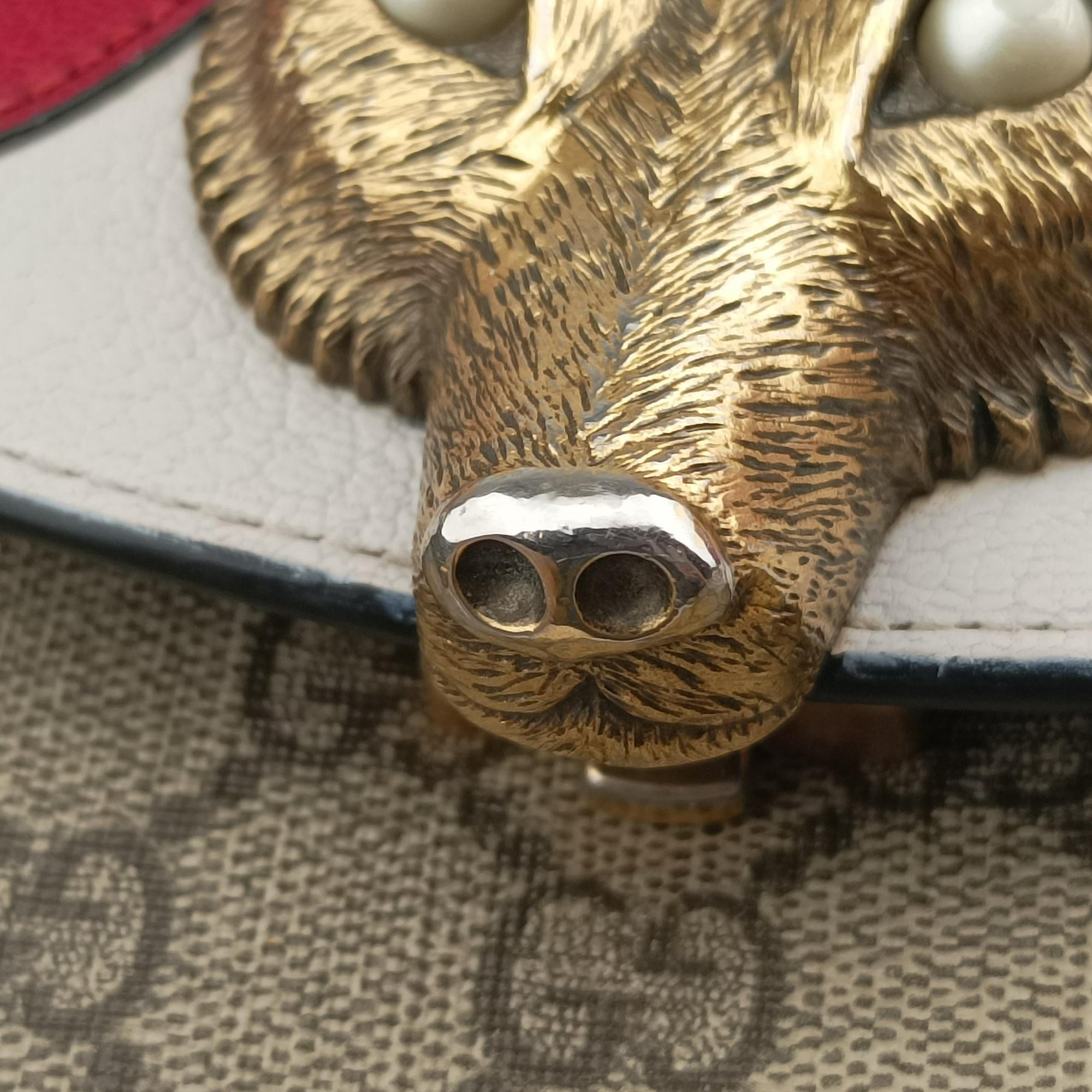 Mini Fox Brooch Bamboo Beige×Multicolour PVC coated canvas×Leather 466428 A021732914ミニ フォックス ブローチ バンブー ベージュ×マルチカラー PVCコーティングキャンバス×レザー 466428 A021732914